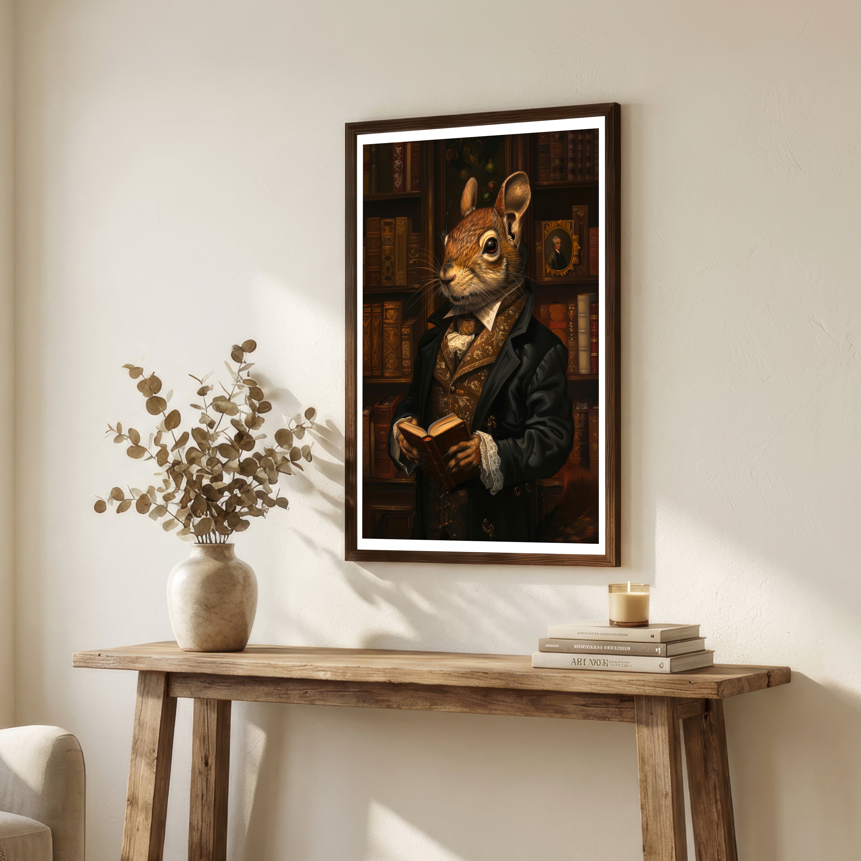 Dapper Squirrel Library Art Print