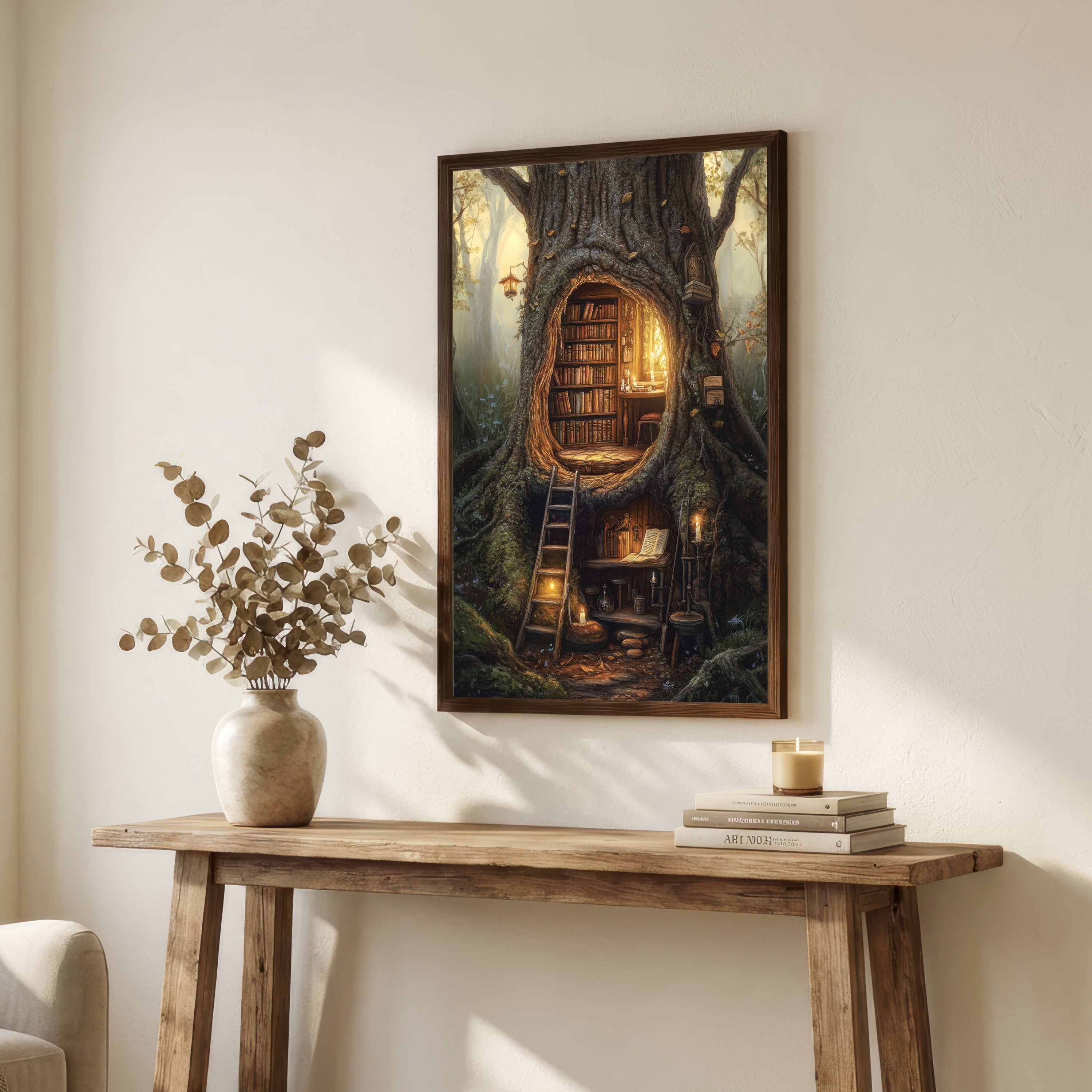 Enchanted Tree Library Art Print
