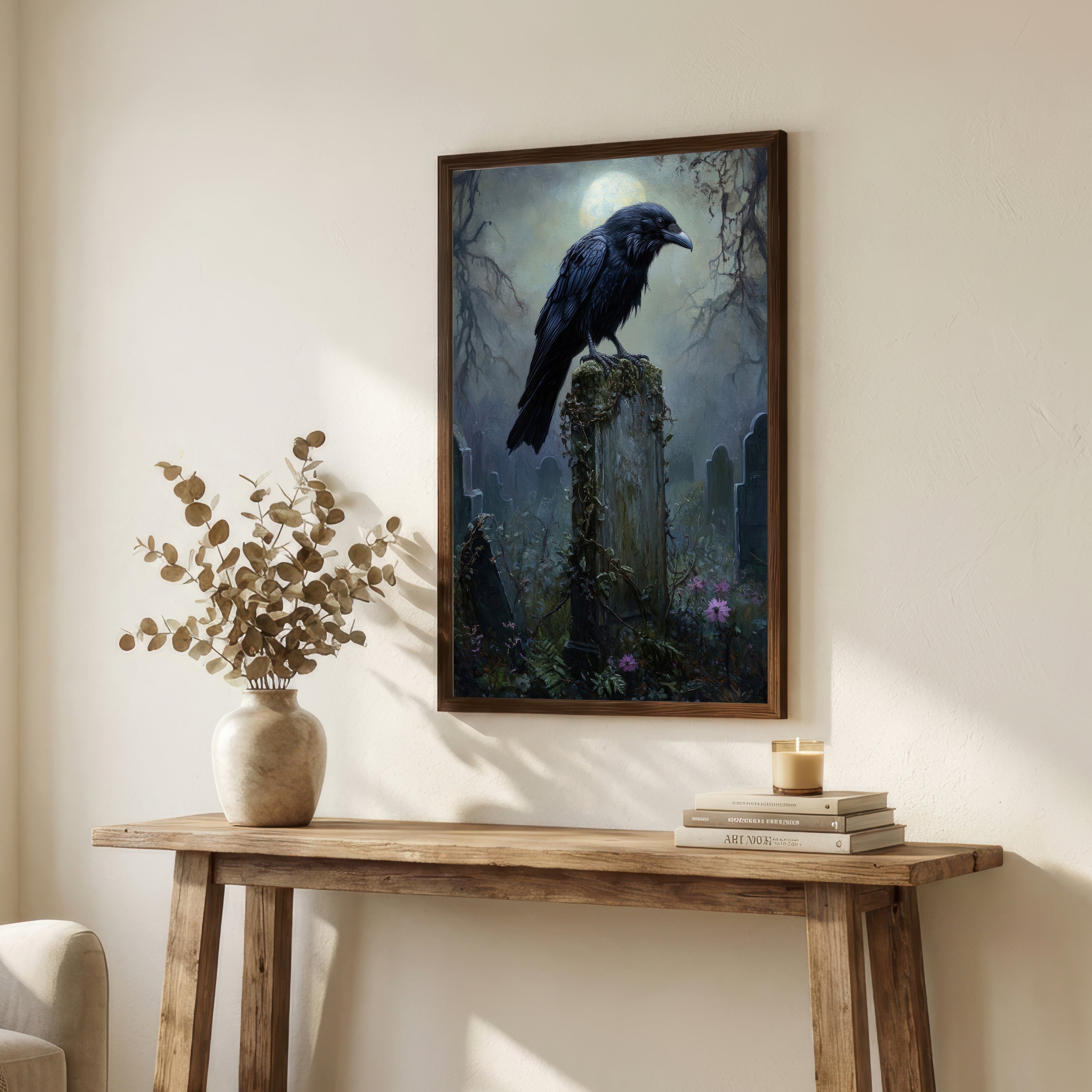 Gothic Raven Cemetery Art Print
