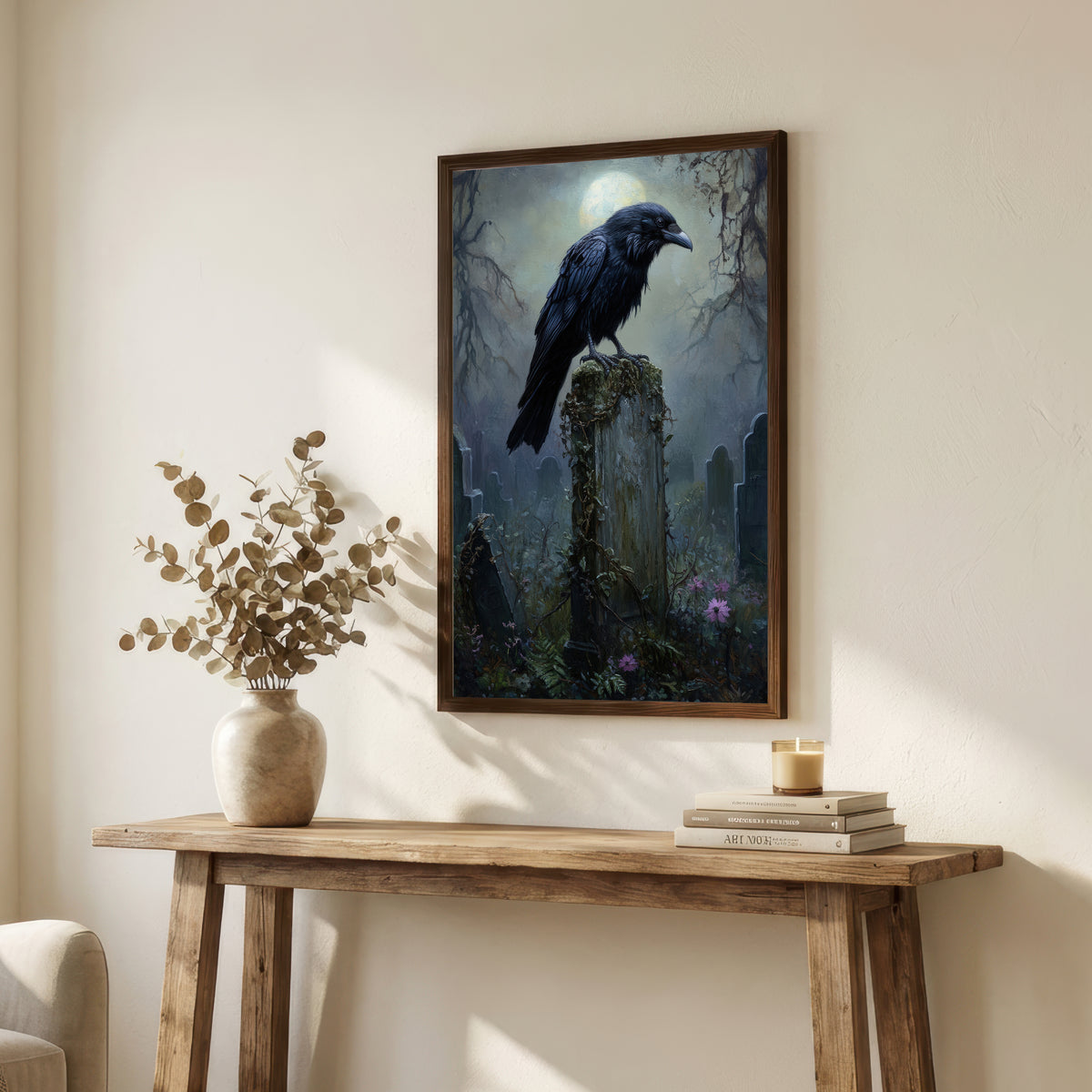 Gothic Raven Cemetery Art Print