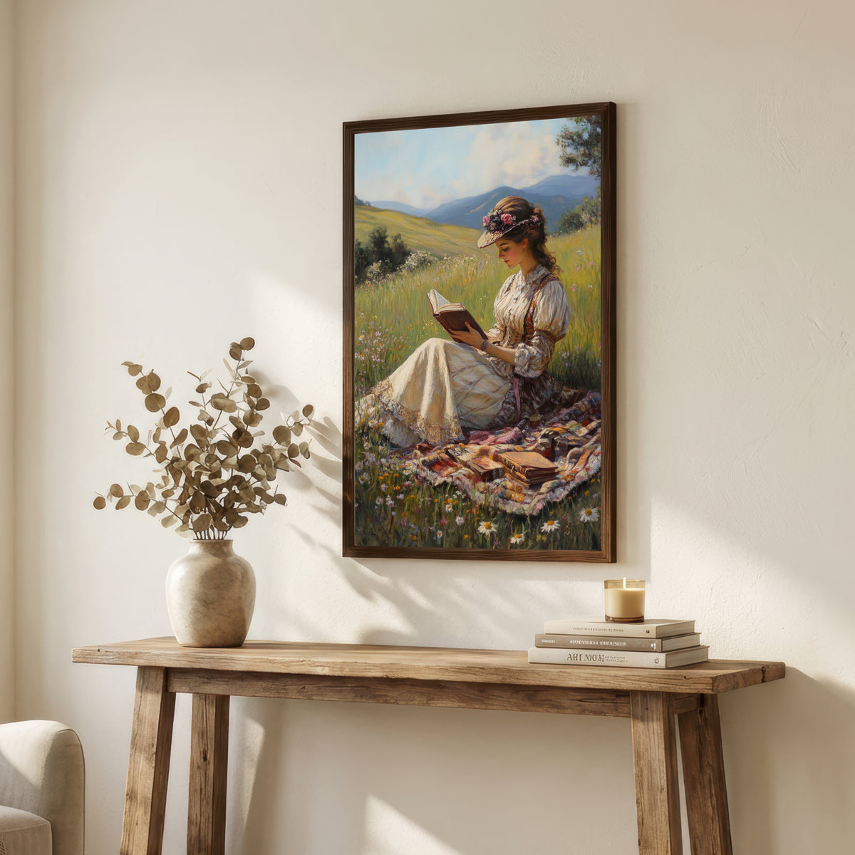 Woman Reading in a Meadow Art Print