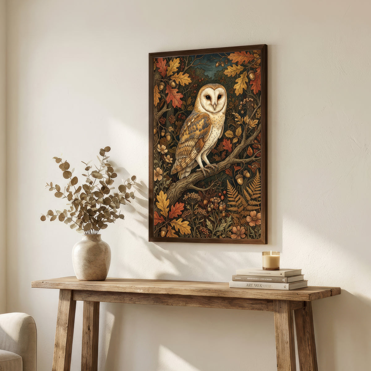 Barn Owl Autumn Woodland Art Print