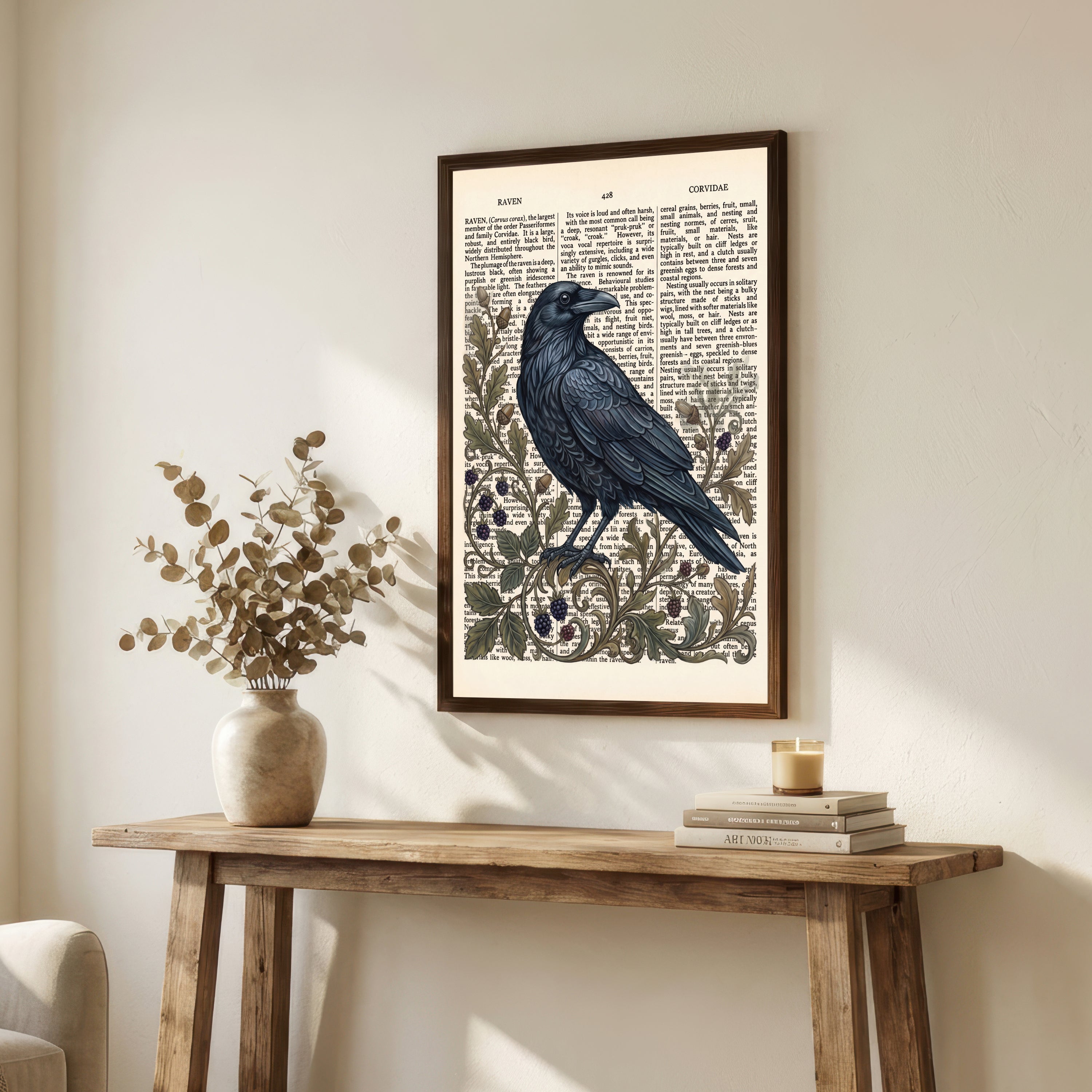 Vintage Raven Botanical Art Print