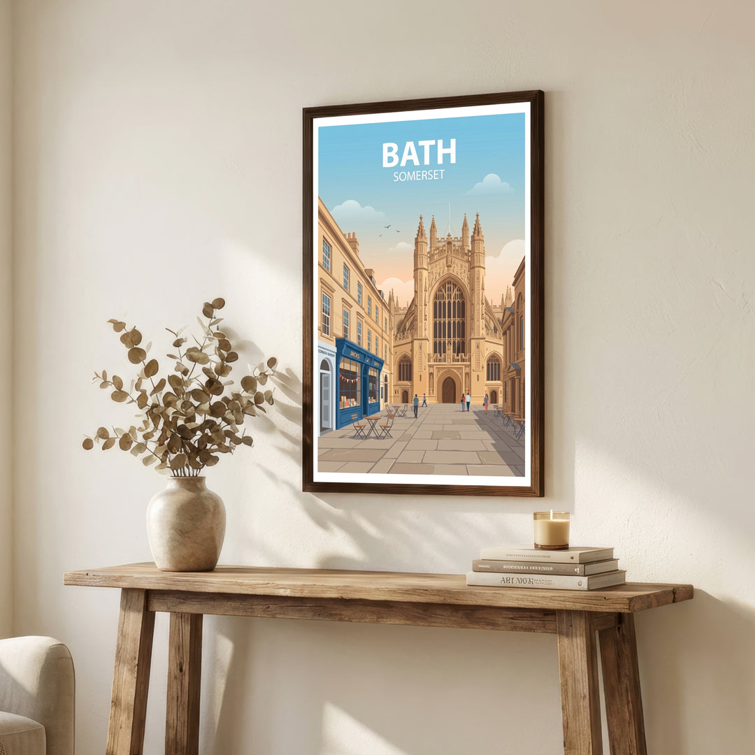 Bath Somerset Travel Poster Print: Georgian Architecture, Historic Cityscape Wall Art