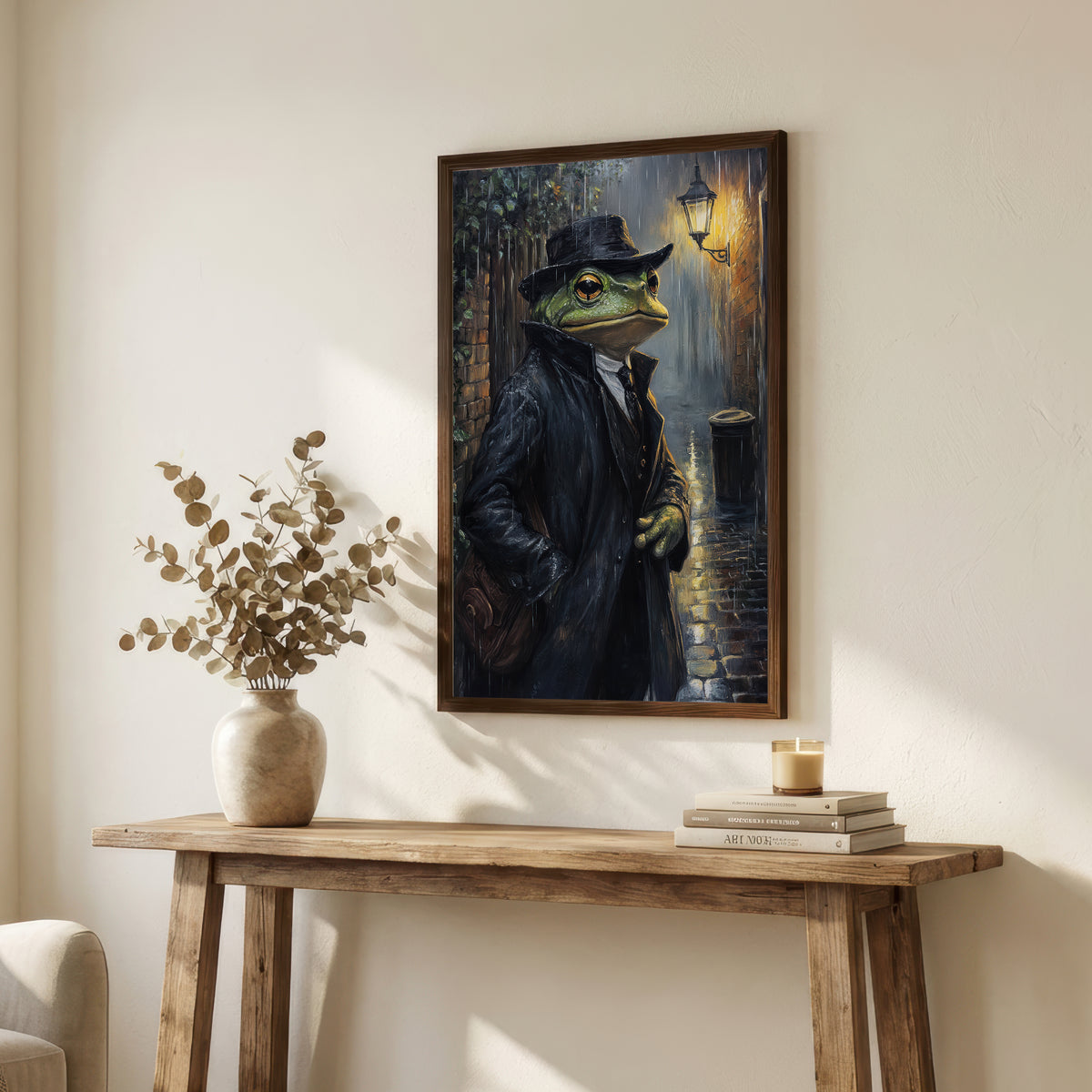 Rainy Frog Noir Art Print