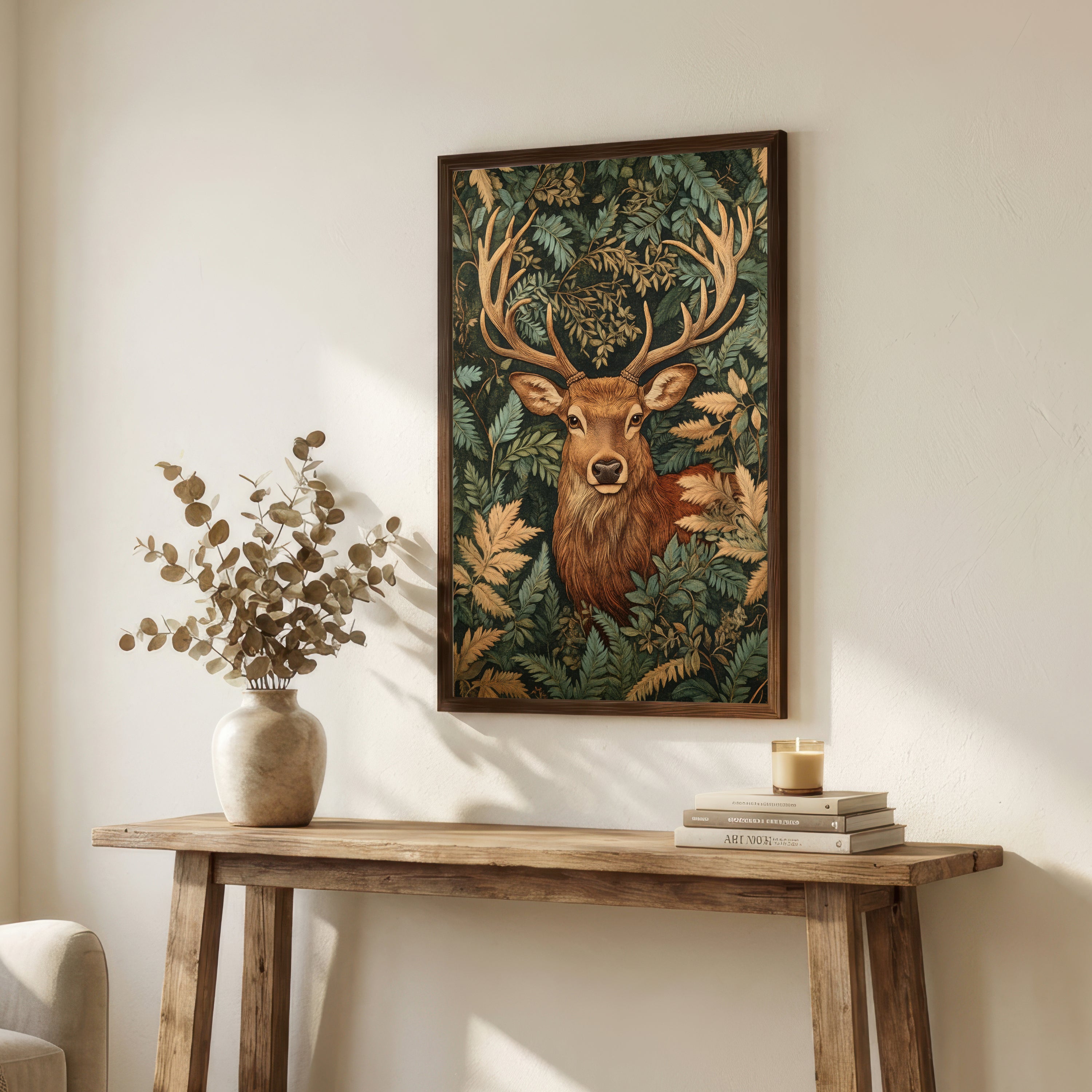 Stag Woodland Botanical Art Print