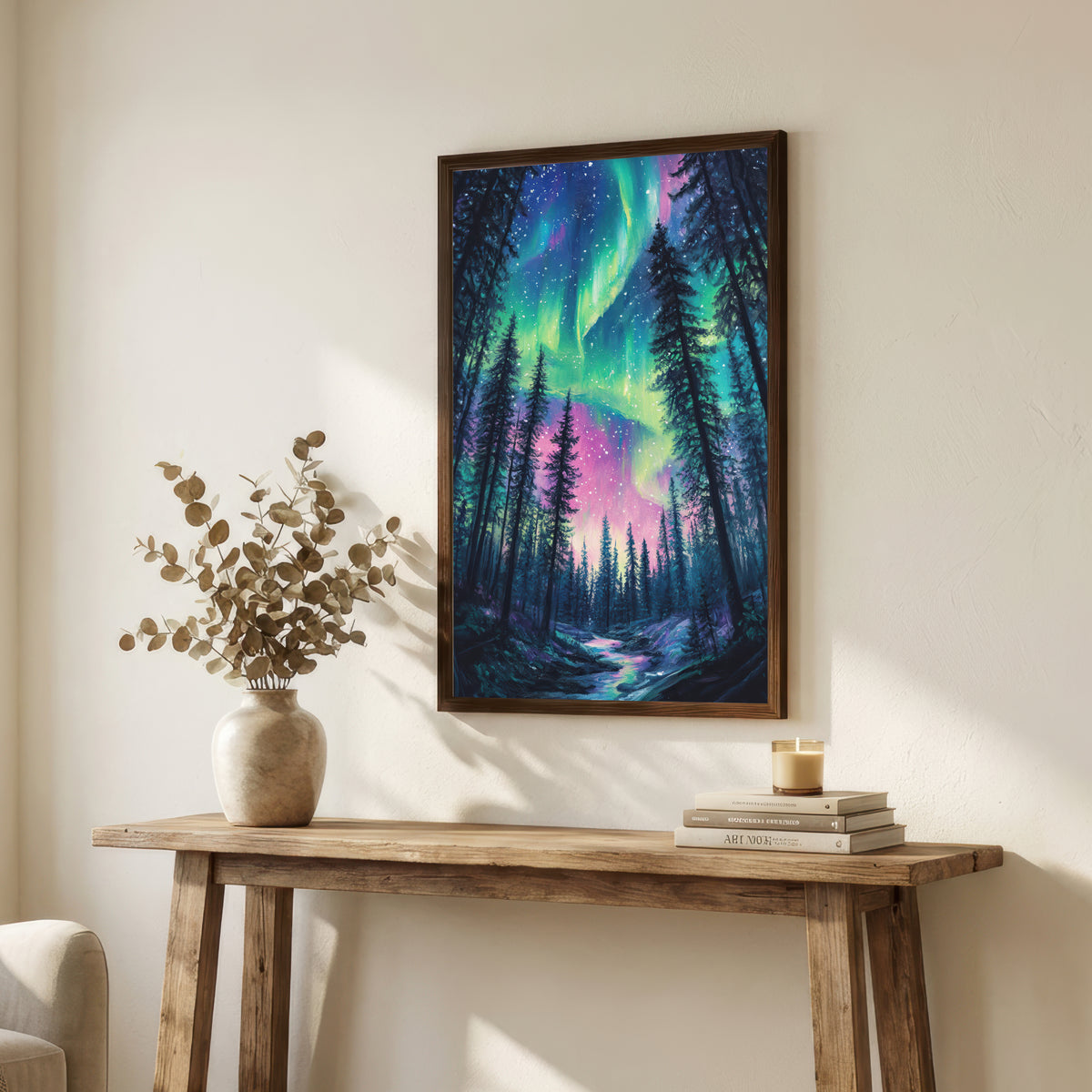 Aurora Borealis Forest Art Print