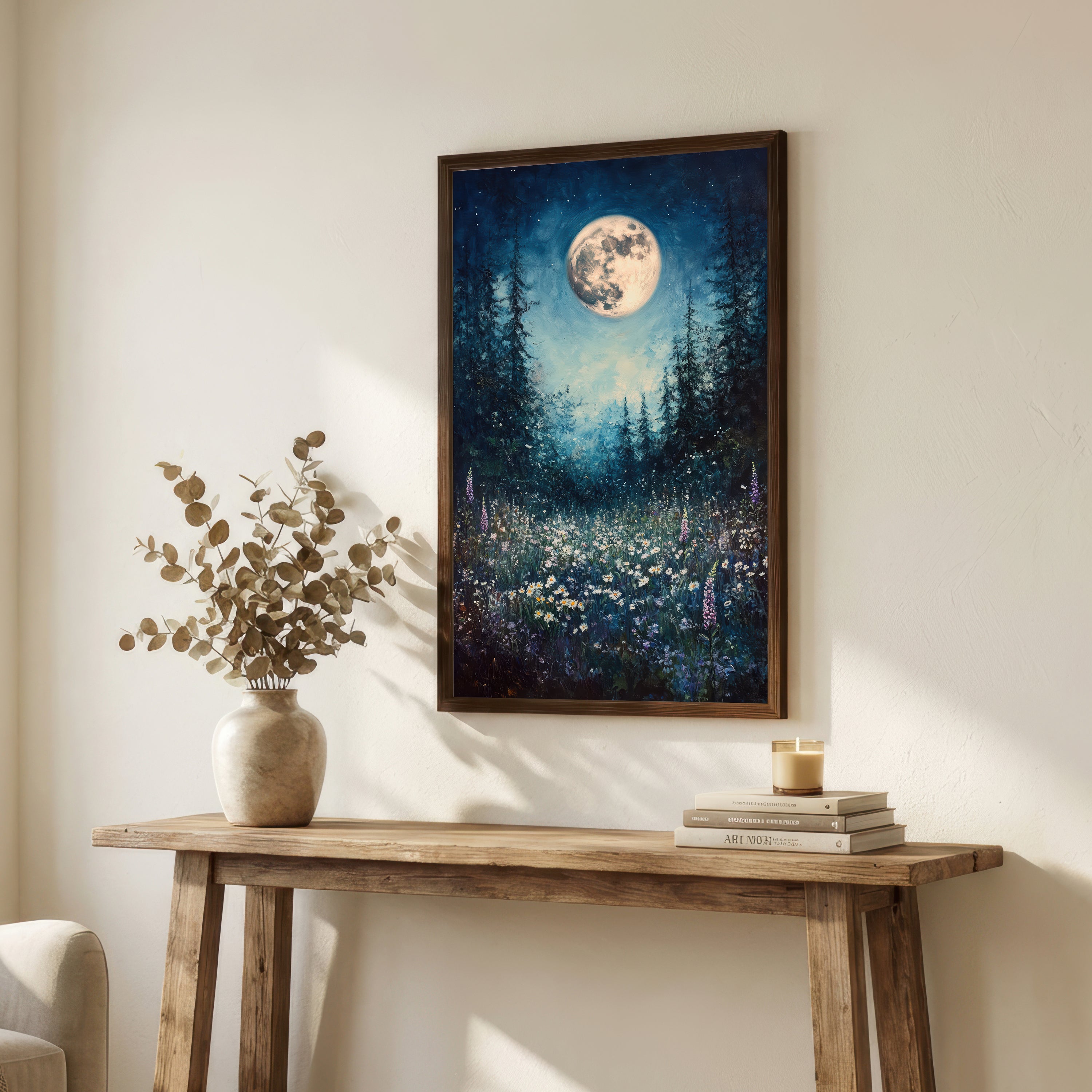 Moonlit Wildflower Meadow Art Print