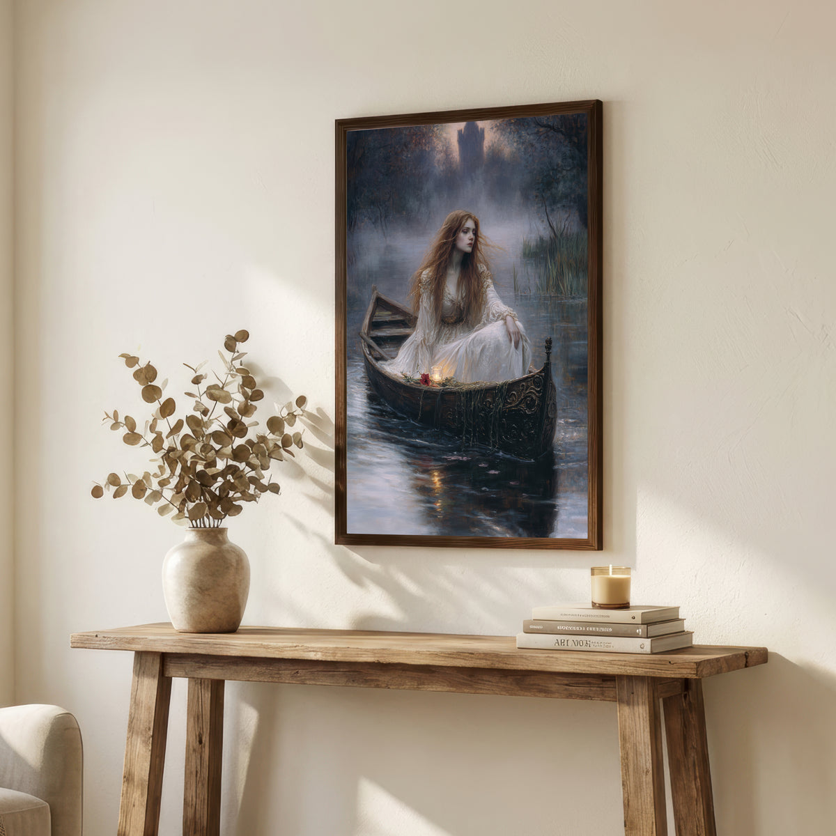 Romantic Woman in Boat Art Print