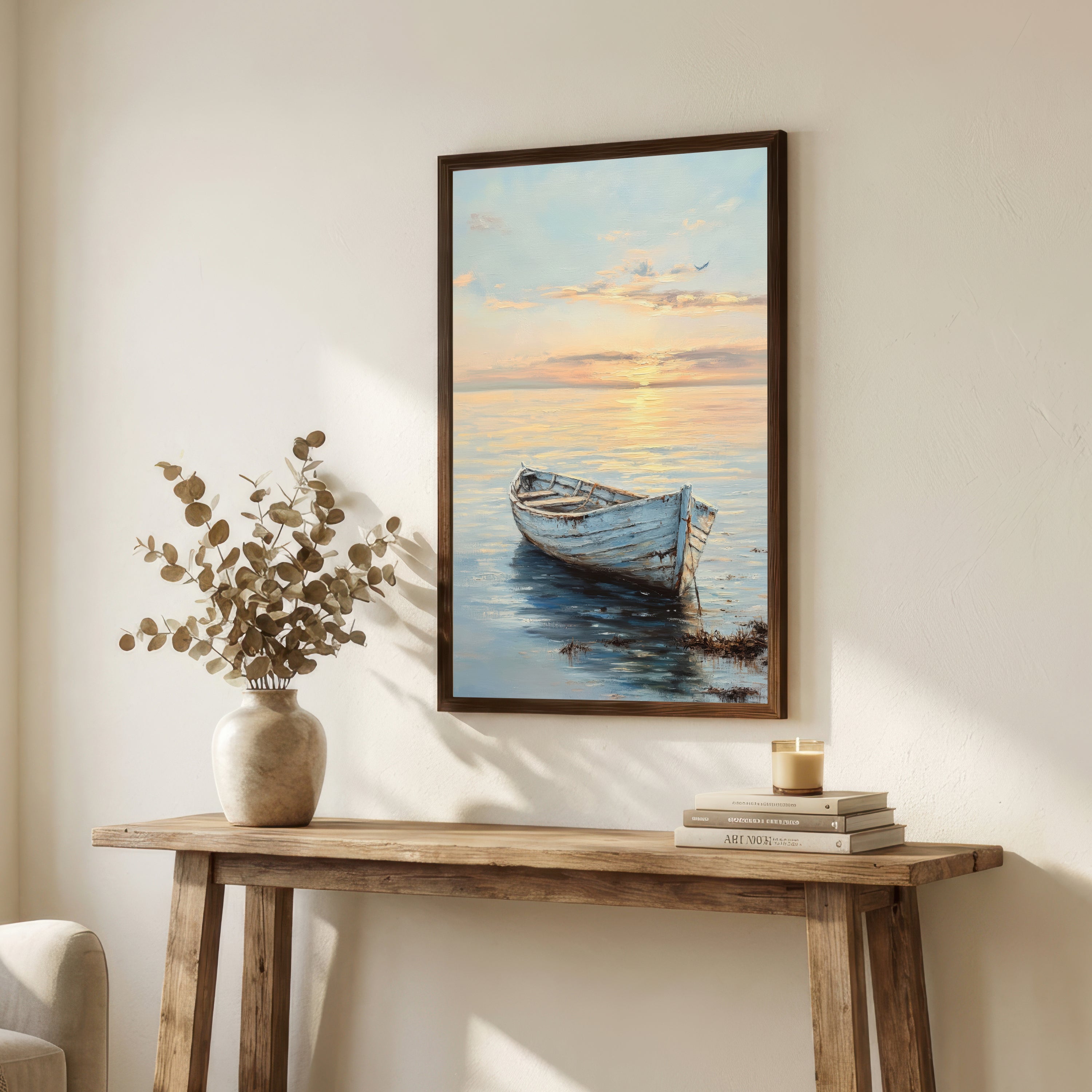 Weathered Rowboat Seascape Art Print