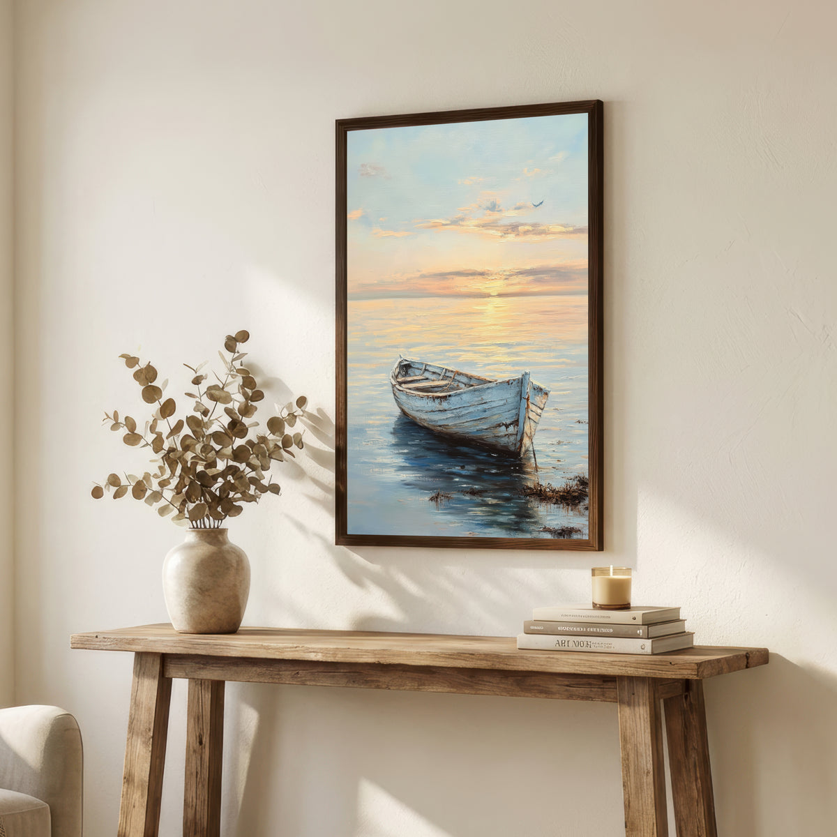 Weathered Rowboat Seascape Art Print