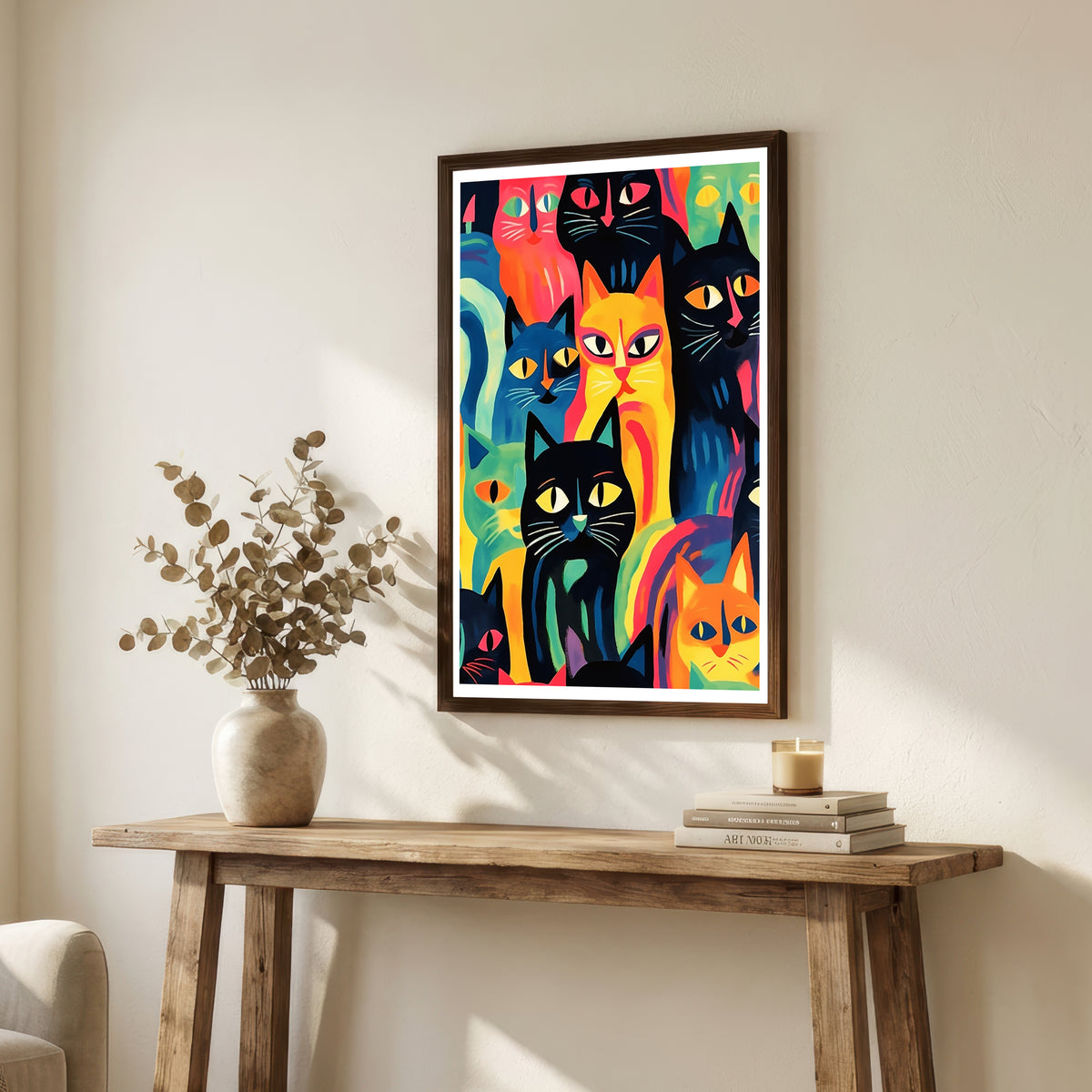 Colorful Cat Crowd Art Print
