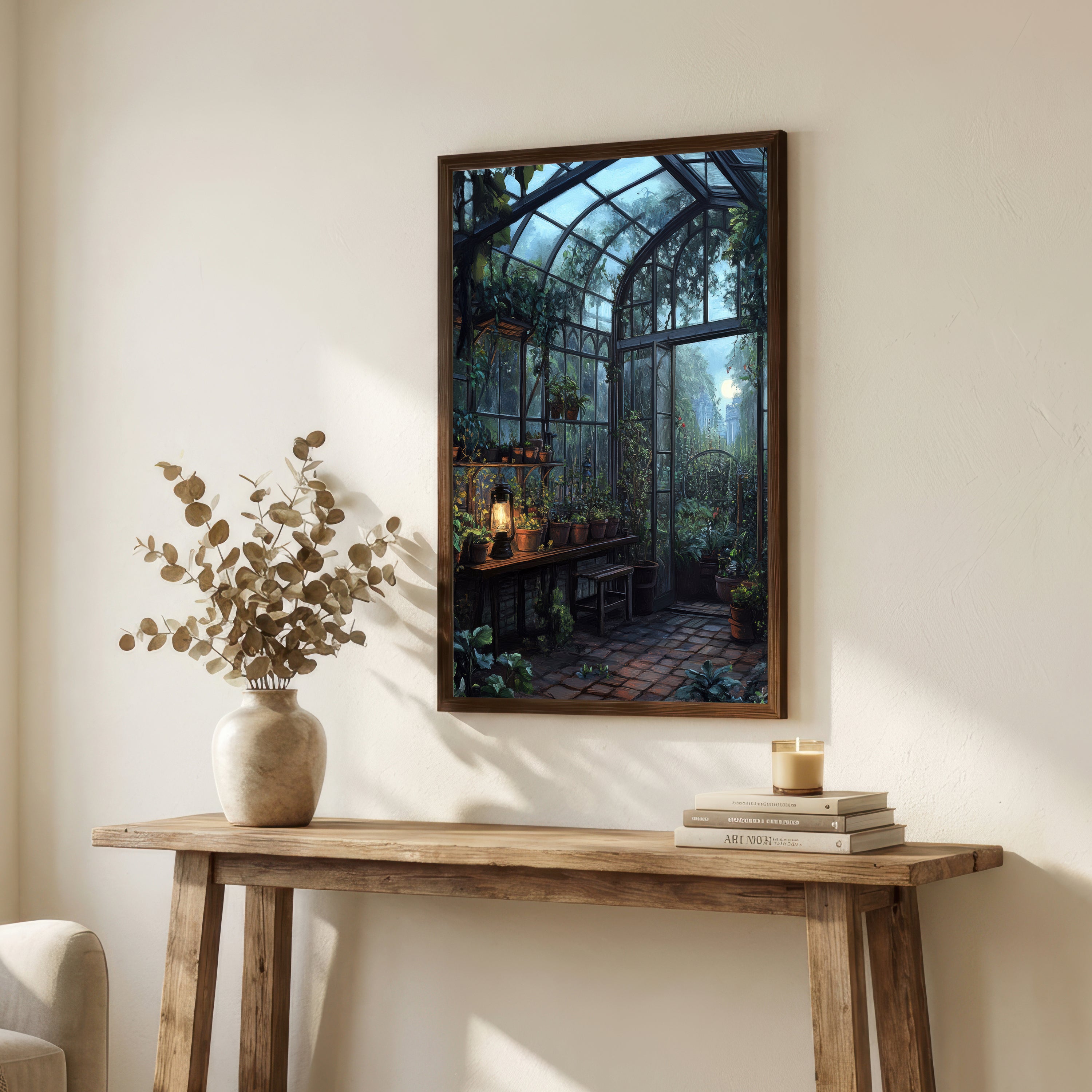 Moonlit Greenhouse Art Print