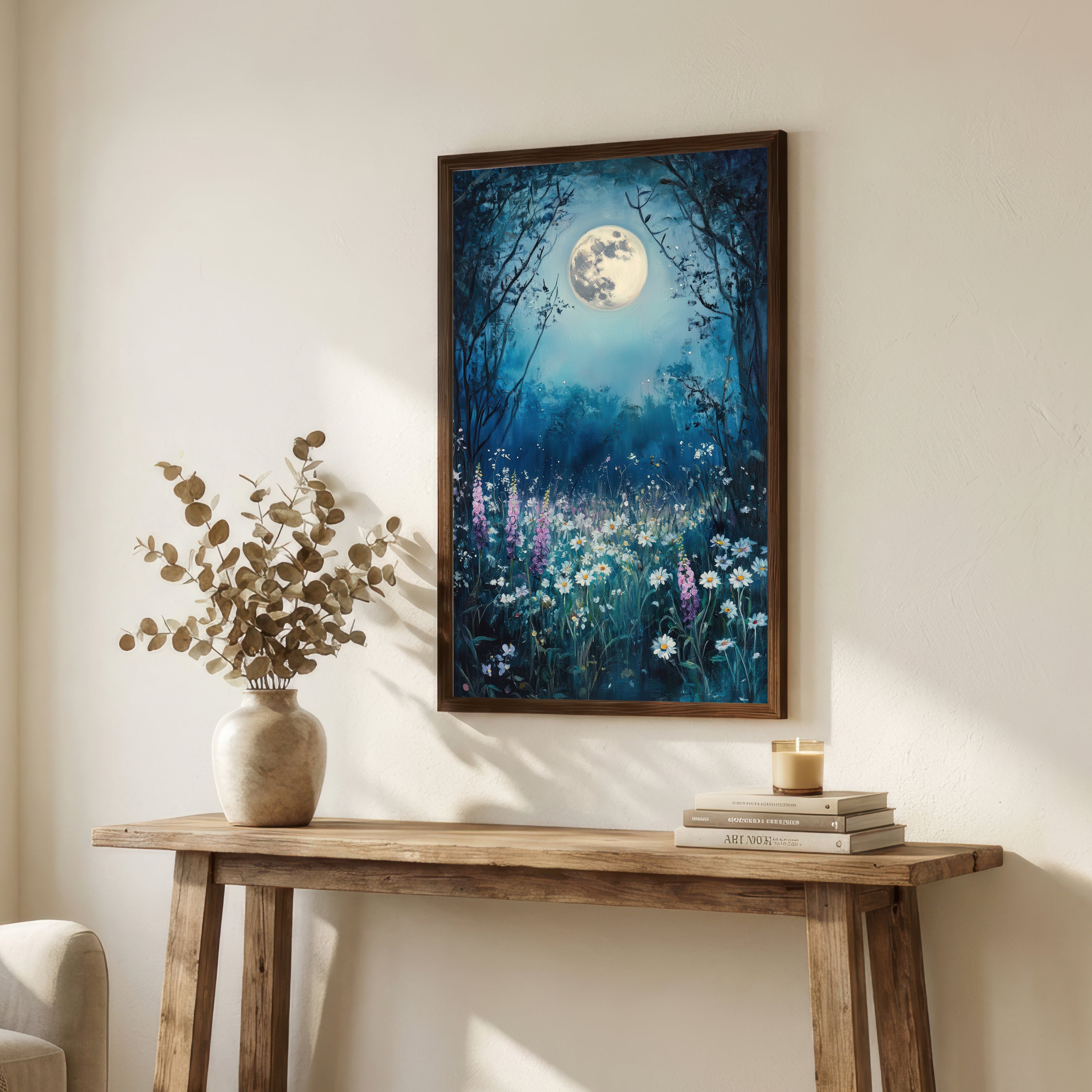 Moonlit Wildflower Meadow Art Print