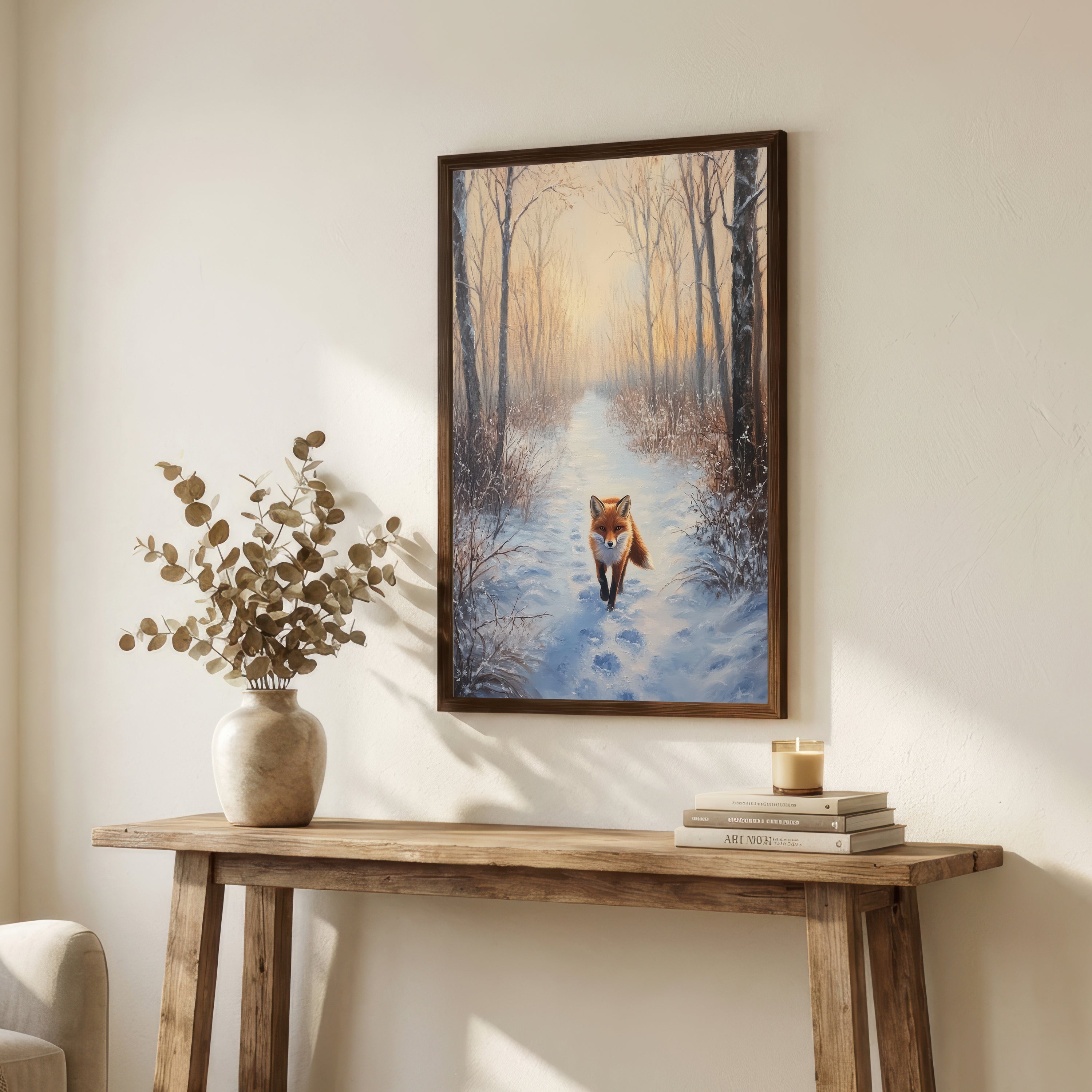 Fox in Snowy Forest Art Print