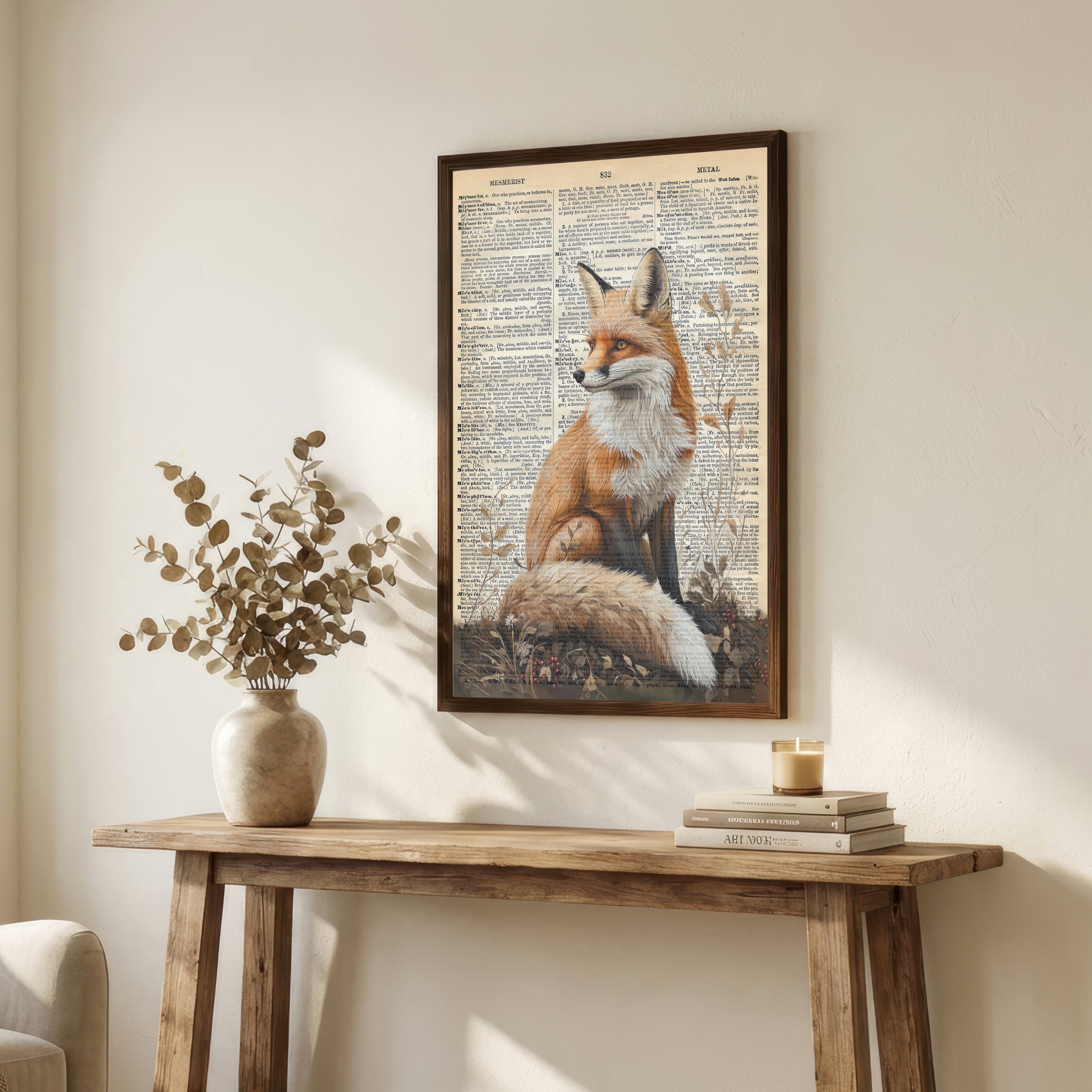 Vintage Fox Dictionary Art Print