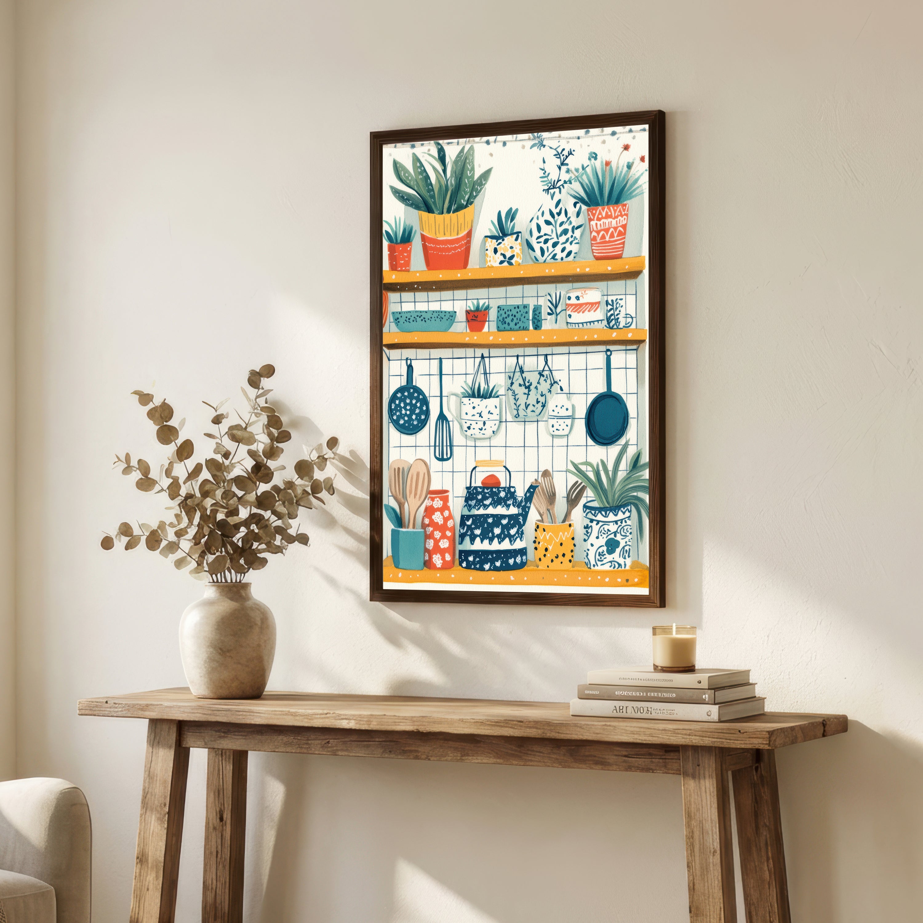 Whimsical Kitchen Shelves Art Print