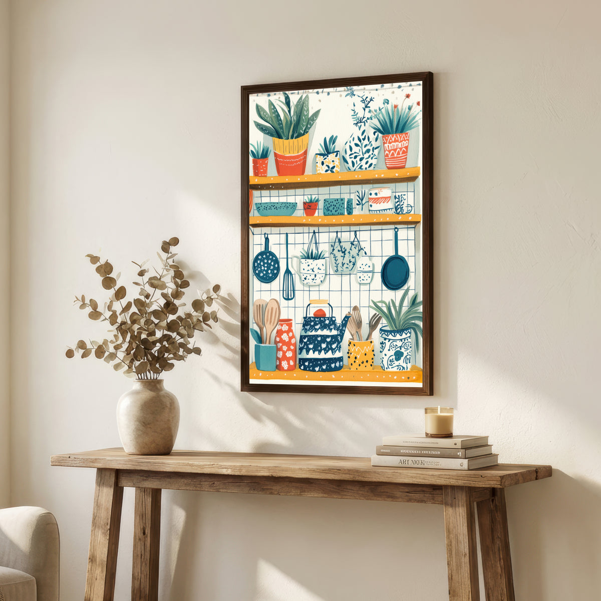 Whimsical Kitchen Shelves Art Print