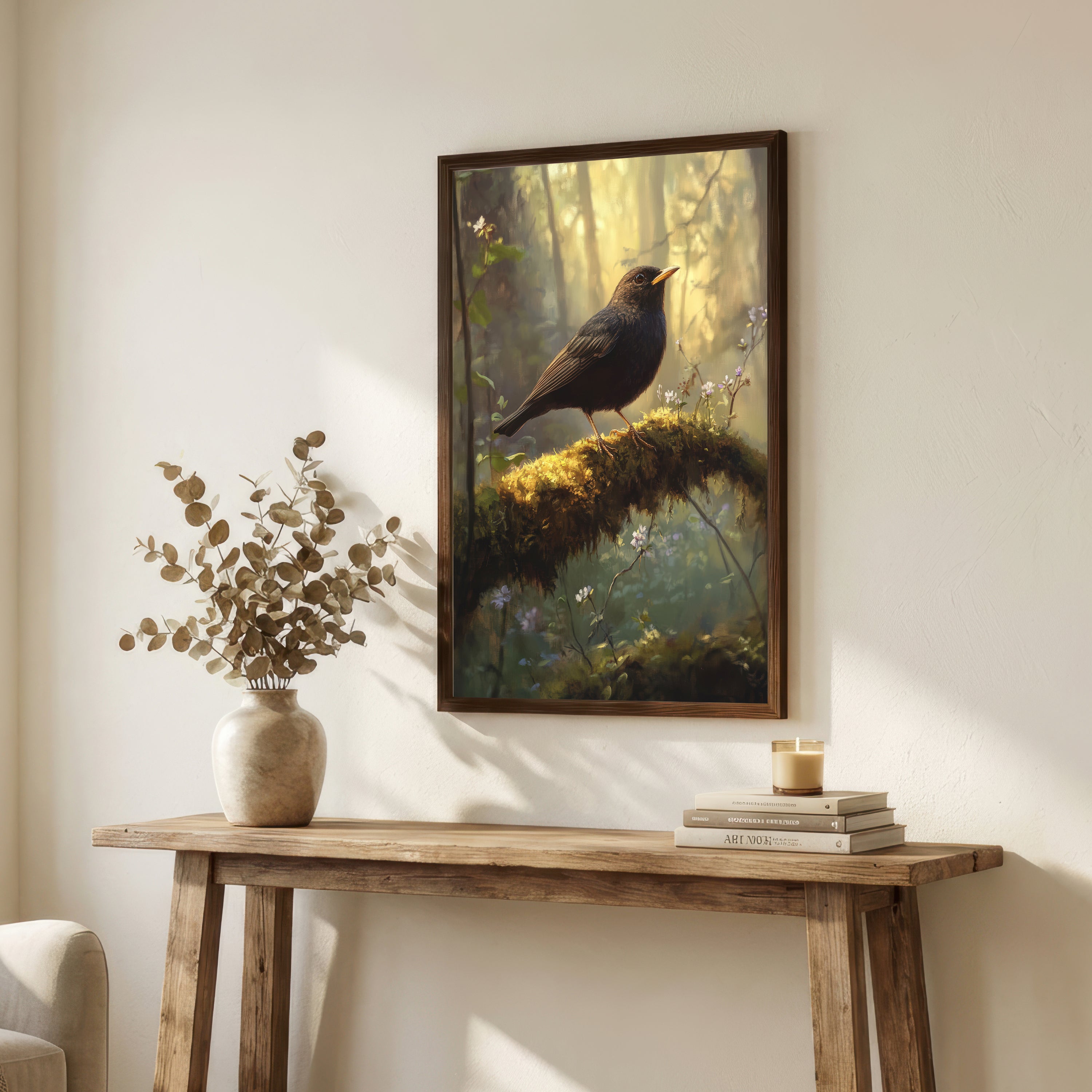 Blackbird Woodland Art Print