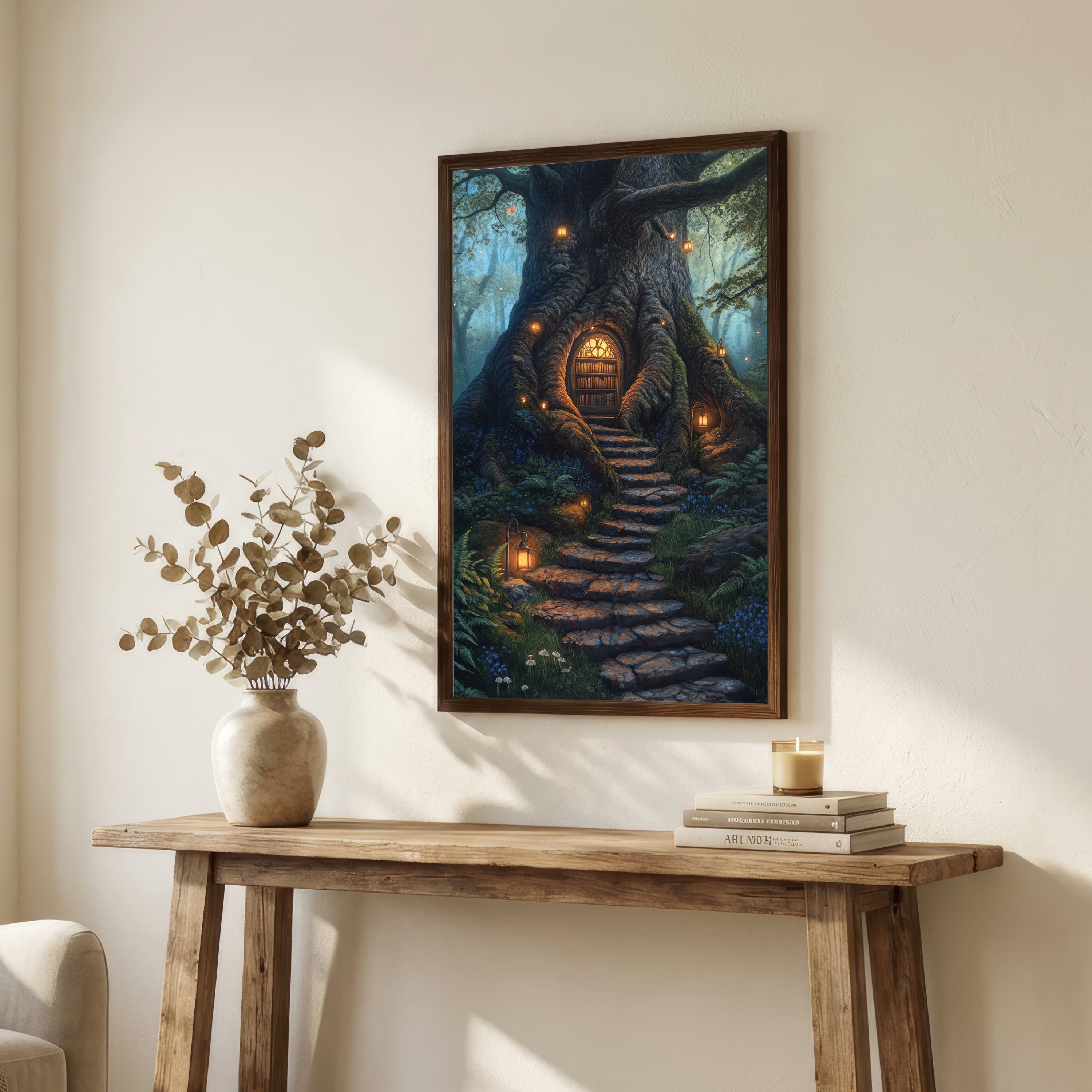 Enchanted Tree Library Art Print