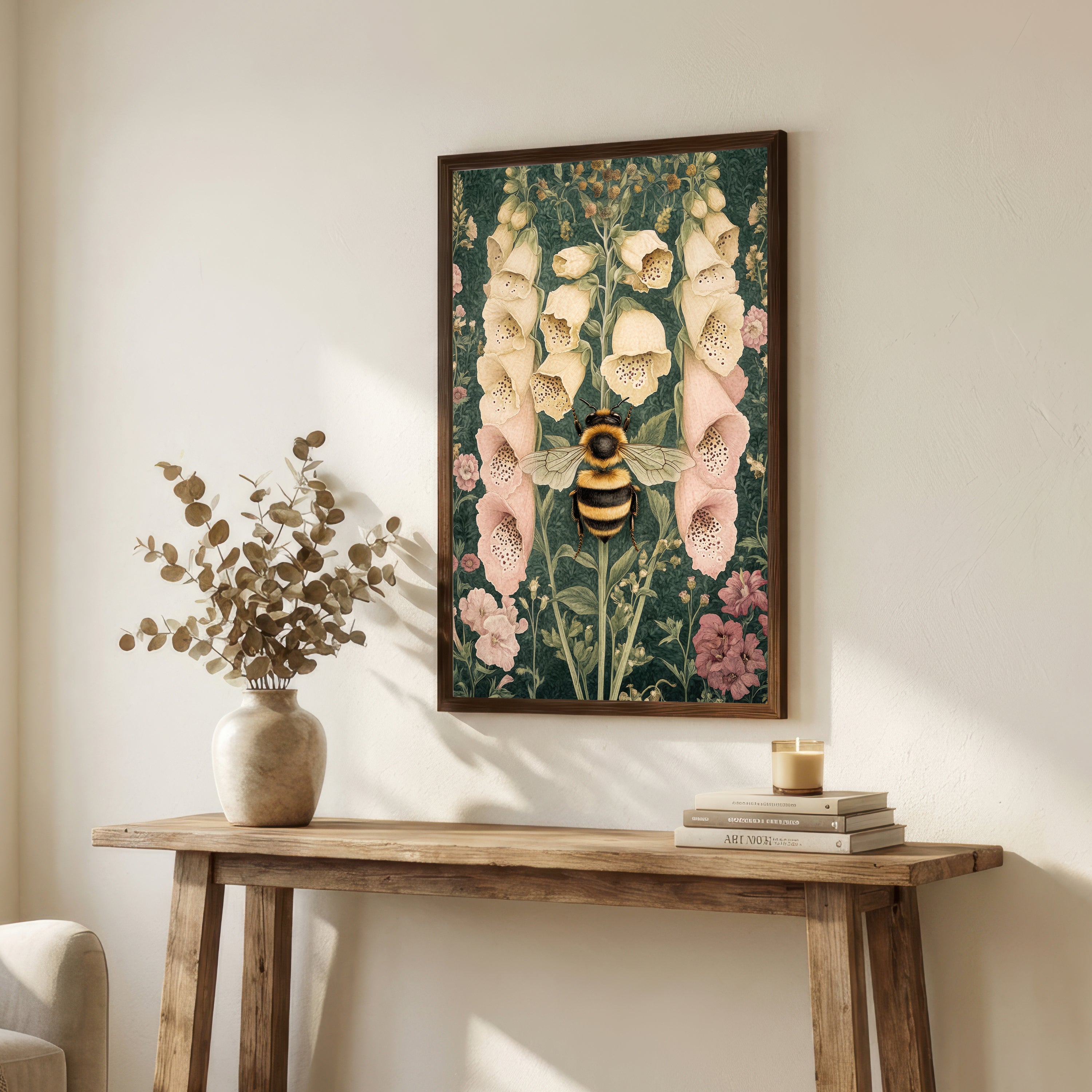 Bumblebee Foxglove Botanical Art Print