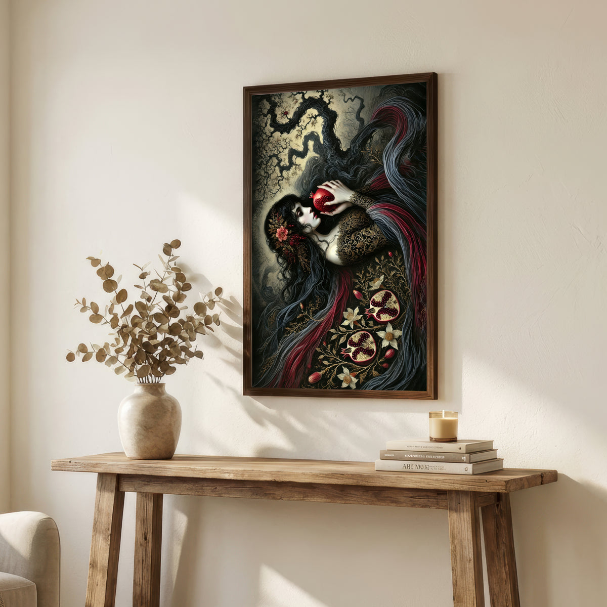 Gothic Woman with Pomegranate Art Print