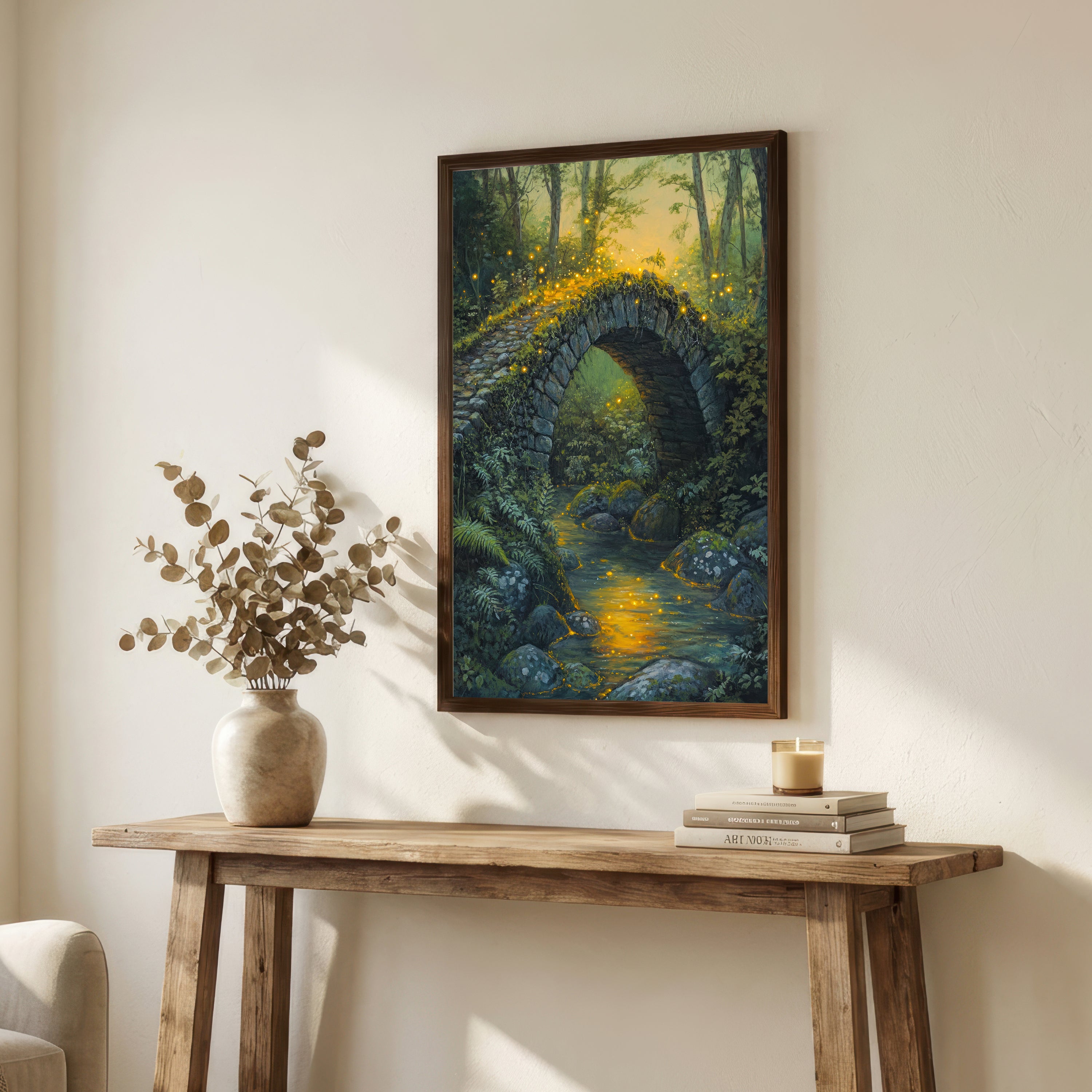 Enchanted Forest Stone Bridge Art Print