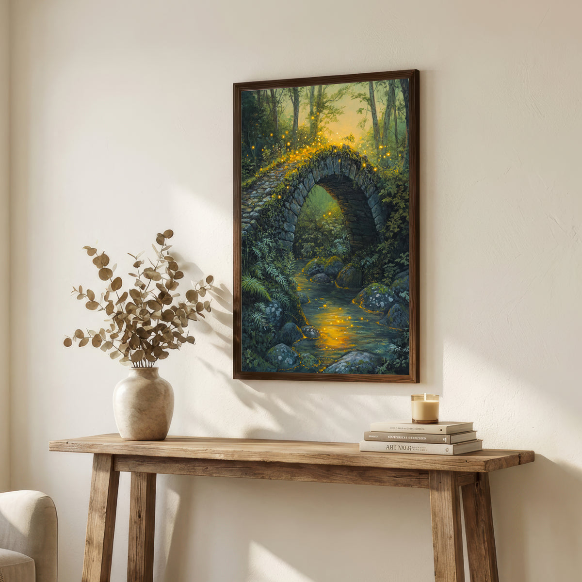 Enchanted Forest Stone Bridge Art Print
