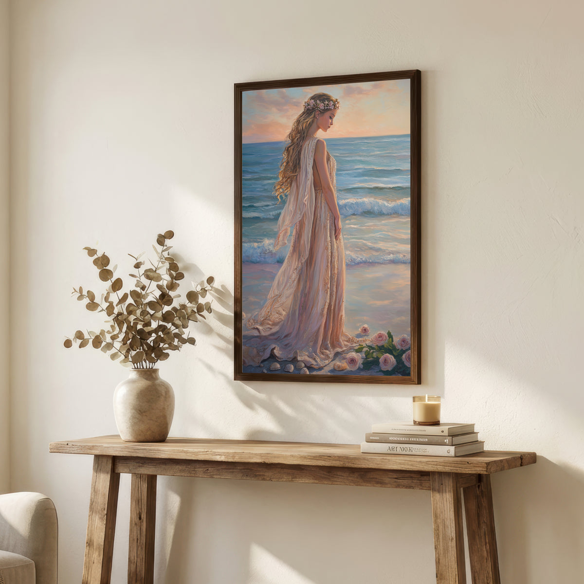 Romantic Woman by the Sea Art Print