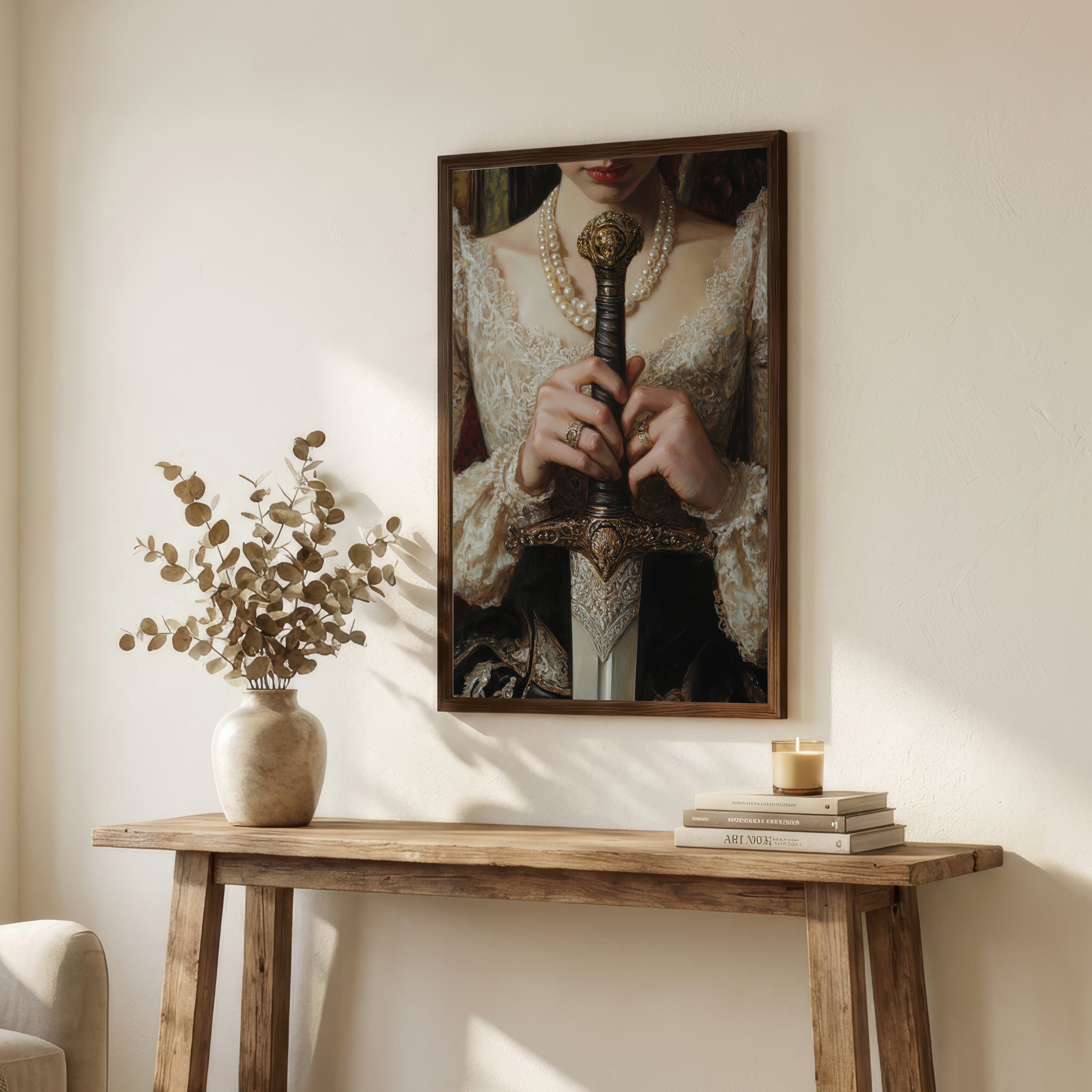 Gothic Woman with Ornate Sword Art Print