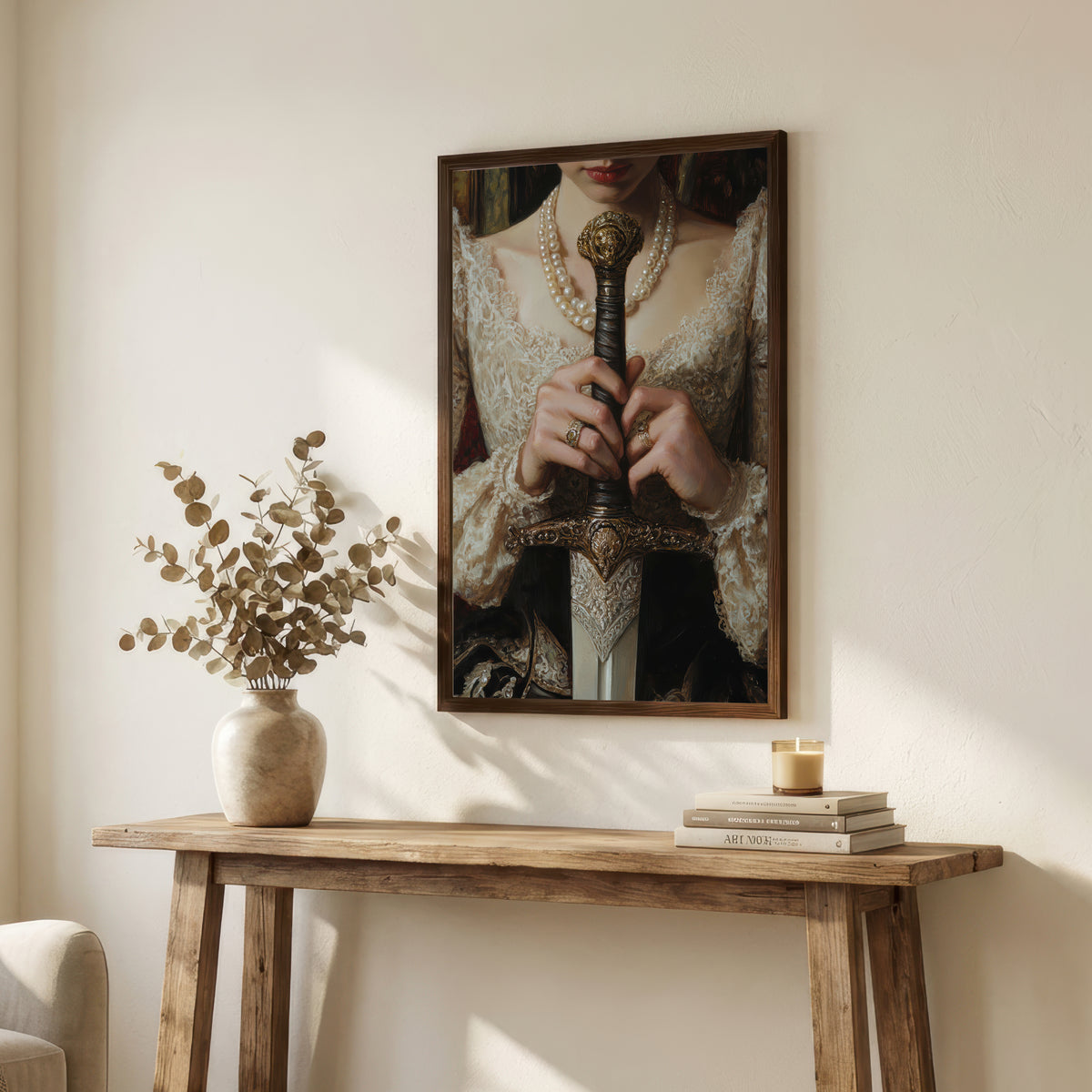 Gothic Woman with Ornate Sword Art Print