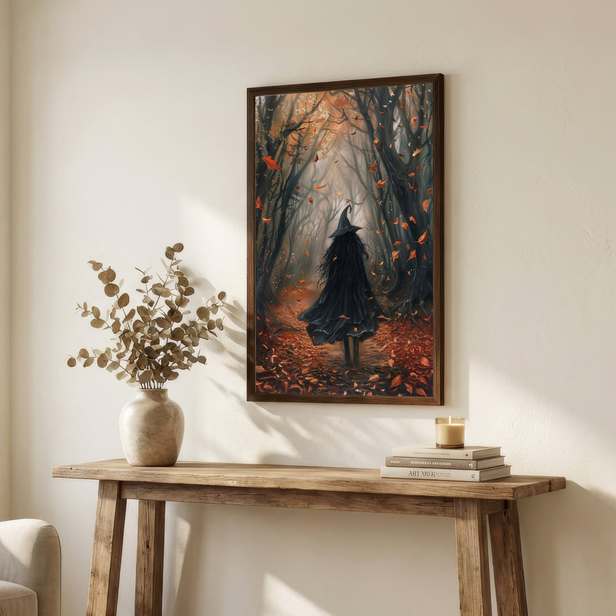 Witch in Autumn Forest Art Print