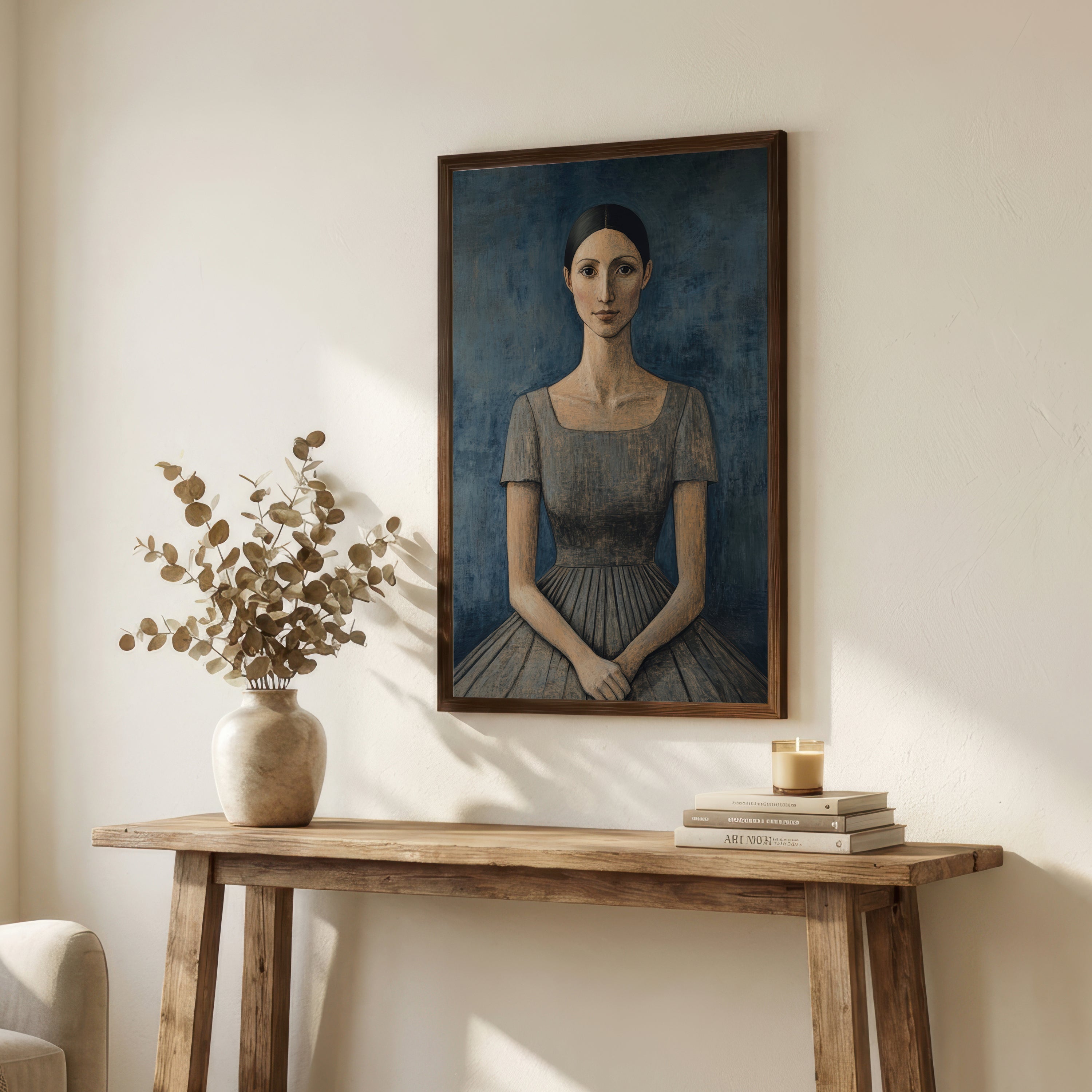 Seated Woman Naive Portrait Art Print