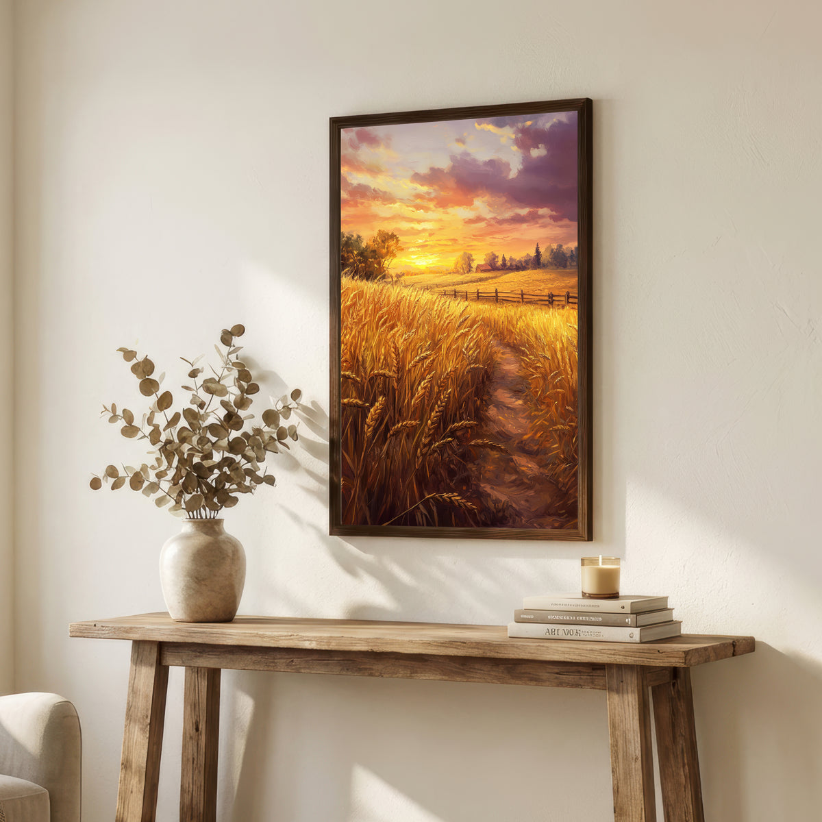 Golden Wheat Field Sunset Art Print