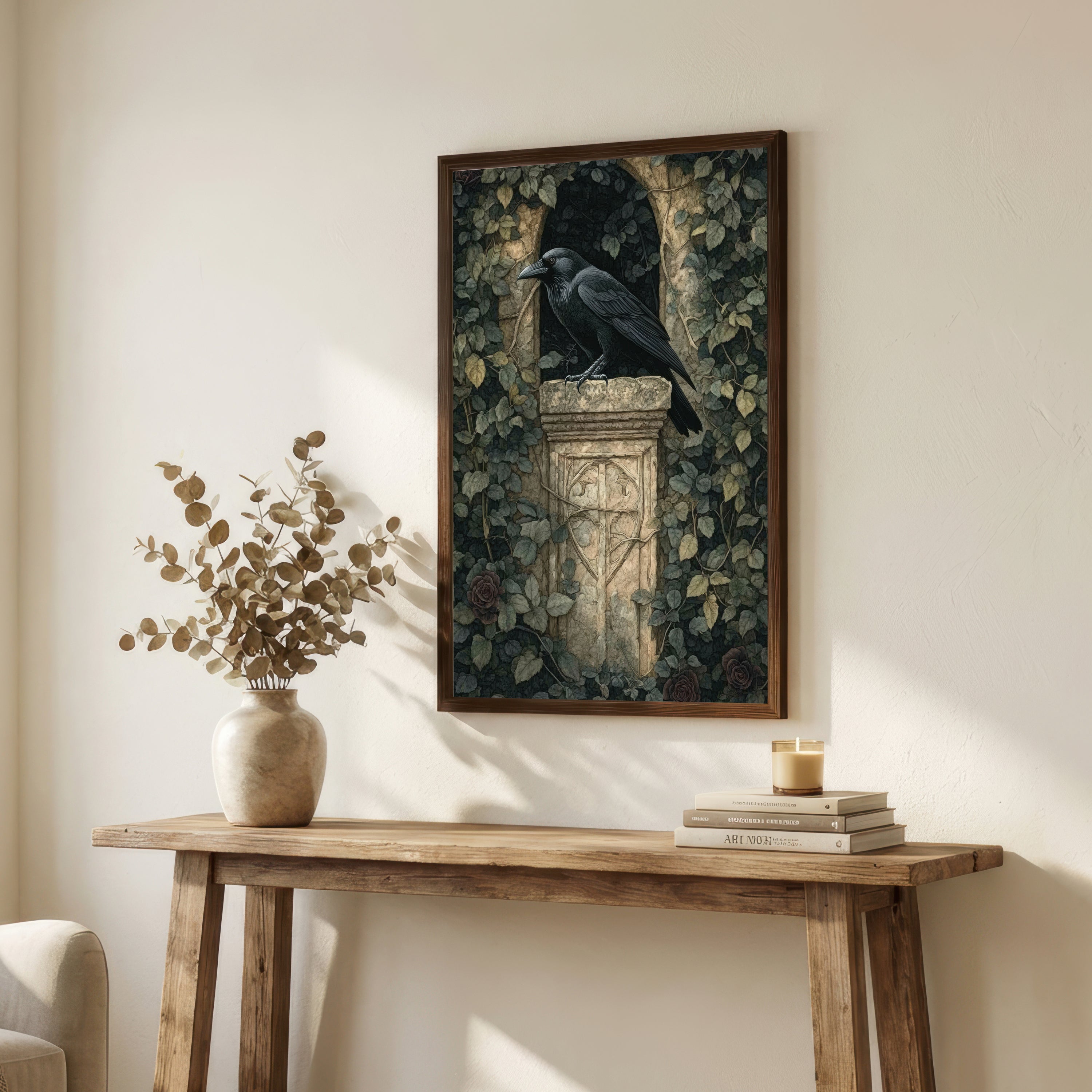 Raven Ivy Gothic Art Print