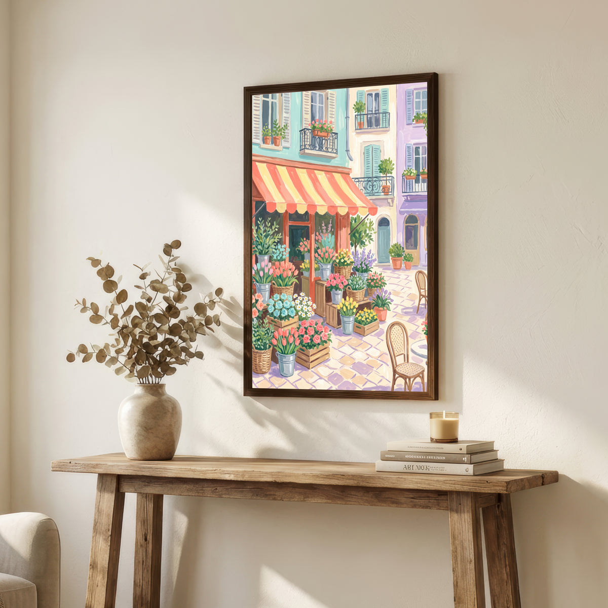 Colourful Flower Shop Street Art Print