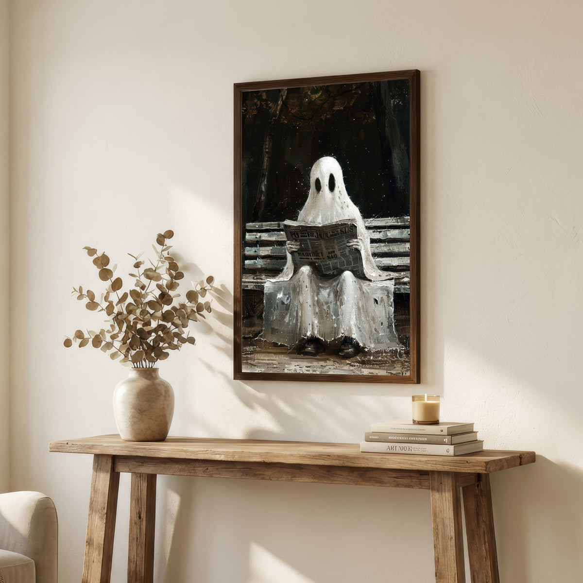 Ghost Reading Newspaper Art Print