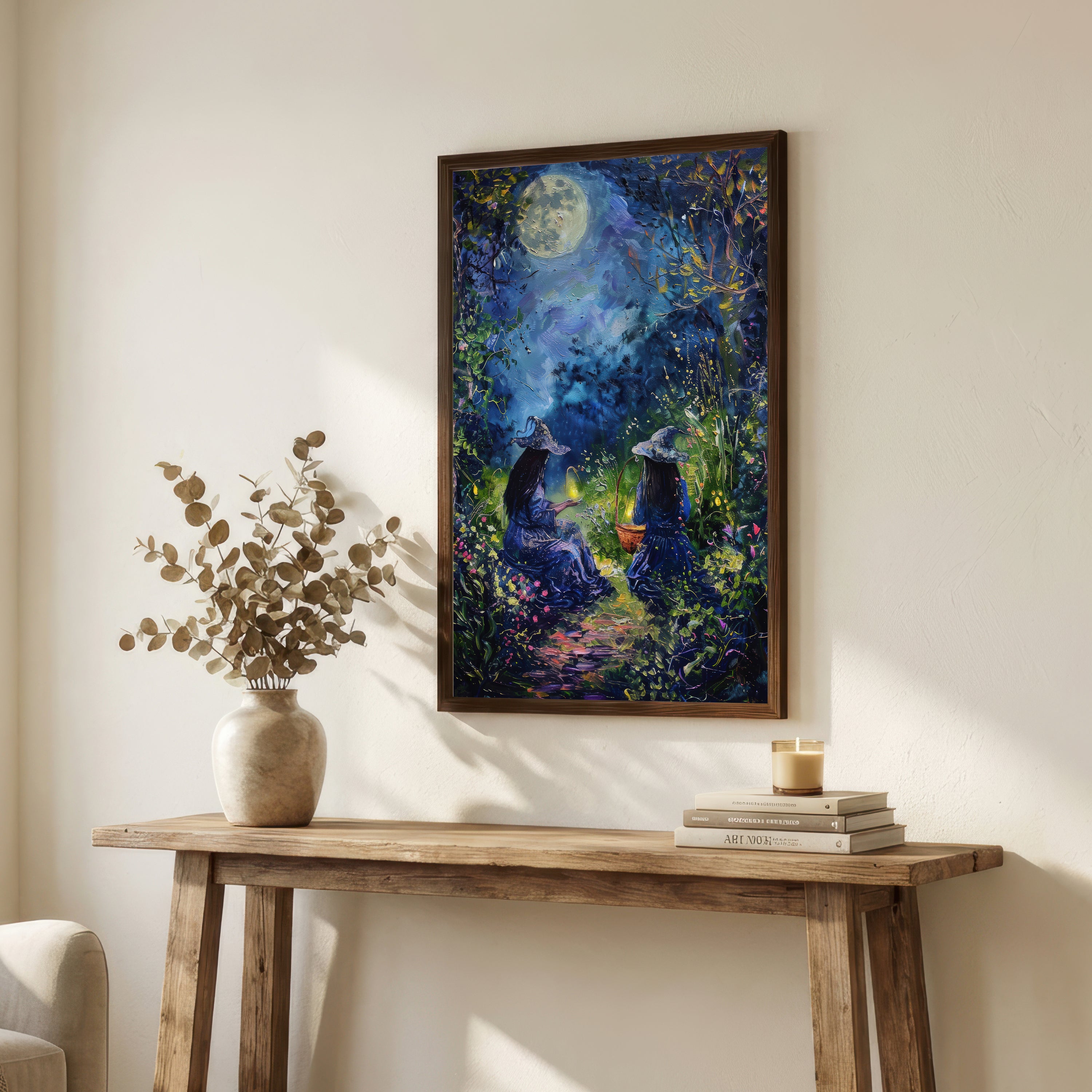 Moonlit Woodland Witches Art Print