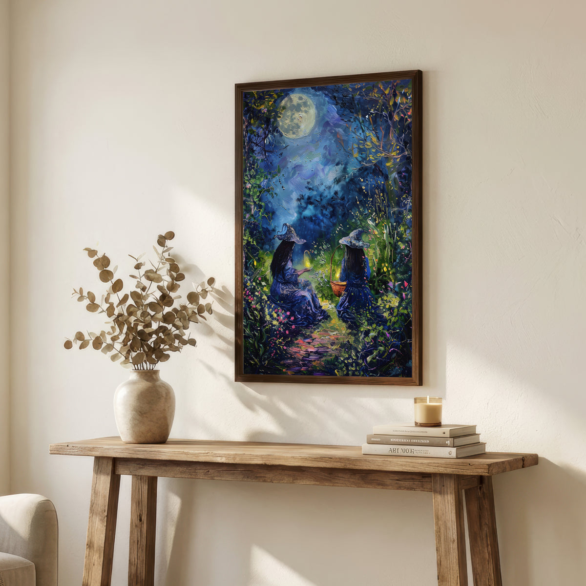 Moonlit Woodland Witches Art Print