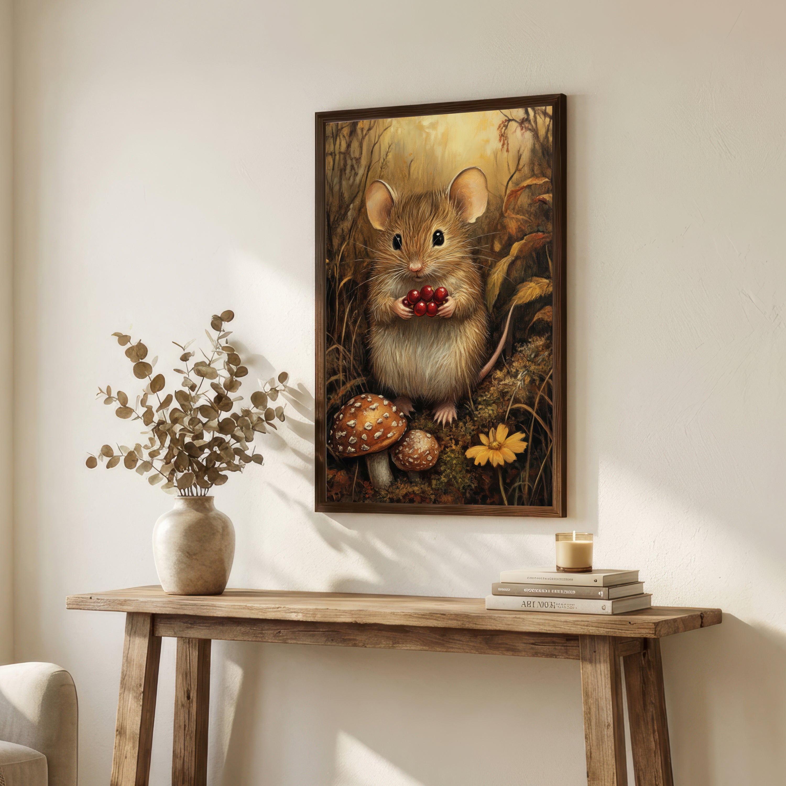 Woodland Mouse Berry Art Print