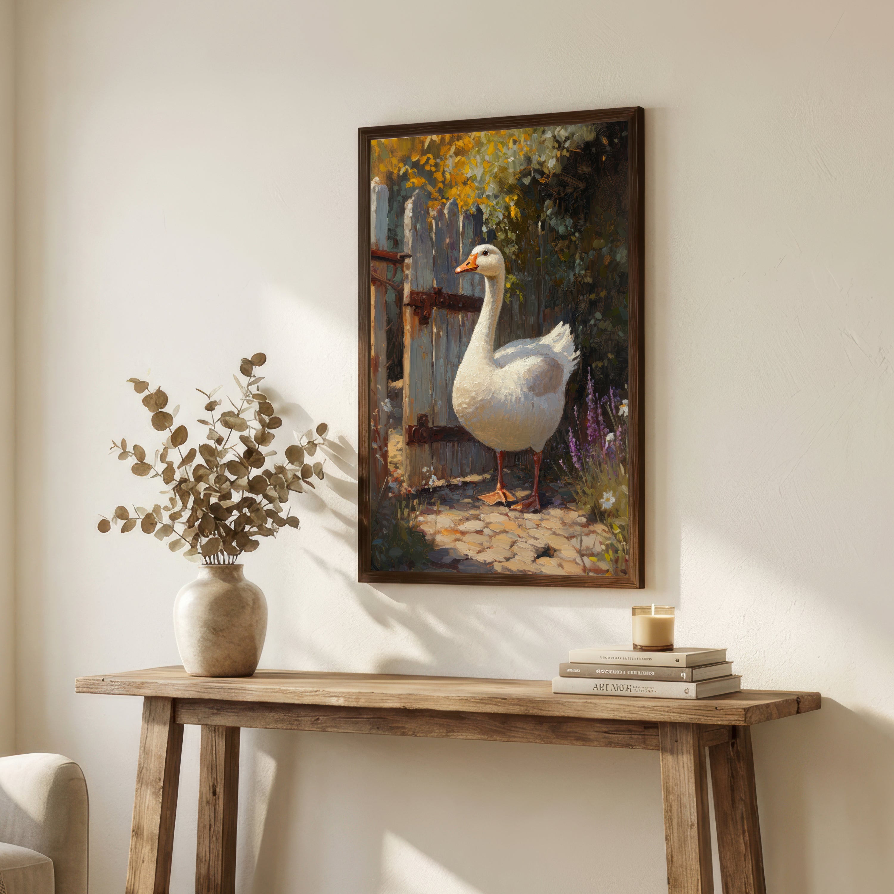 White Goose Garden Art Print