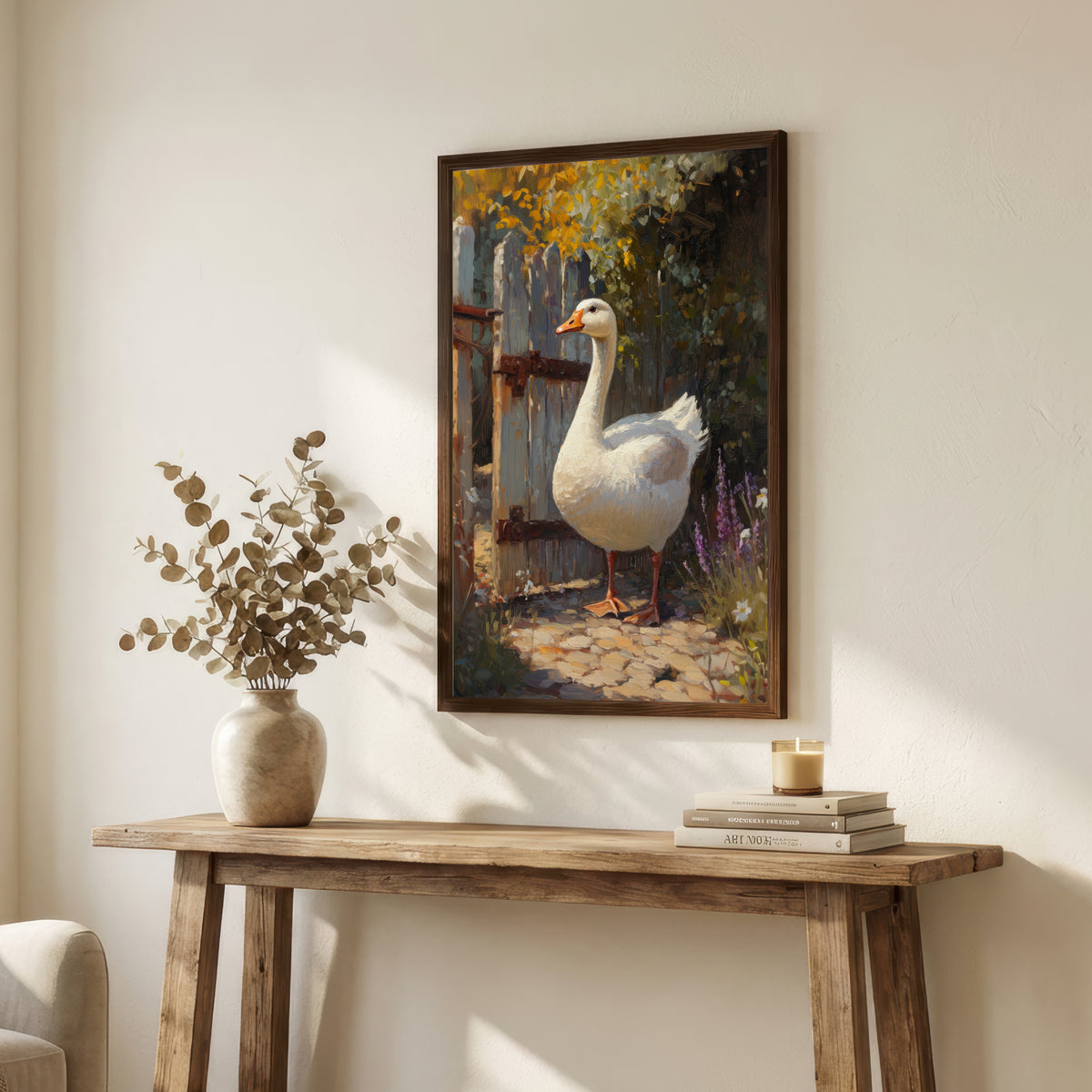 White Goose Garden Art Print