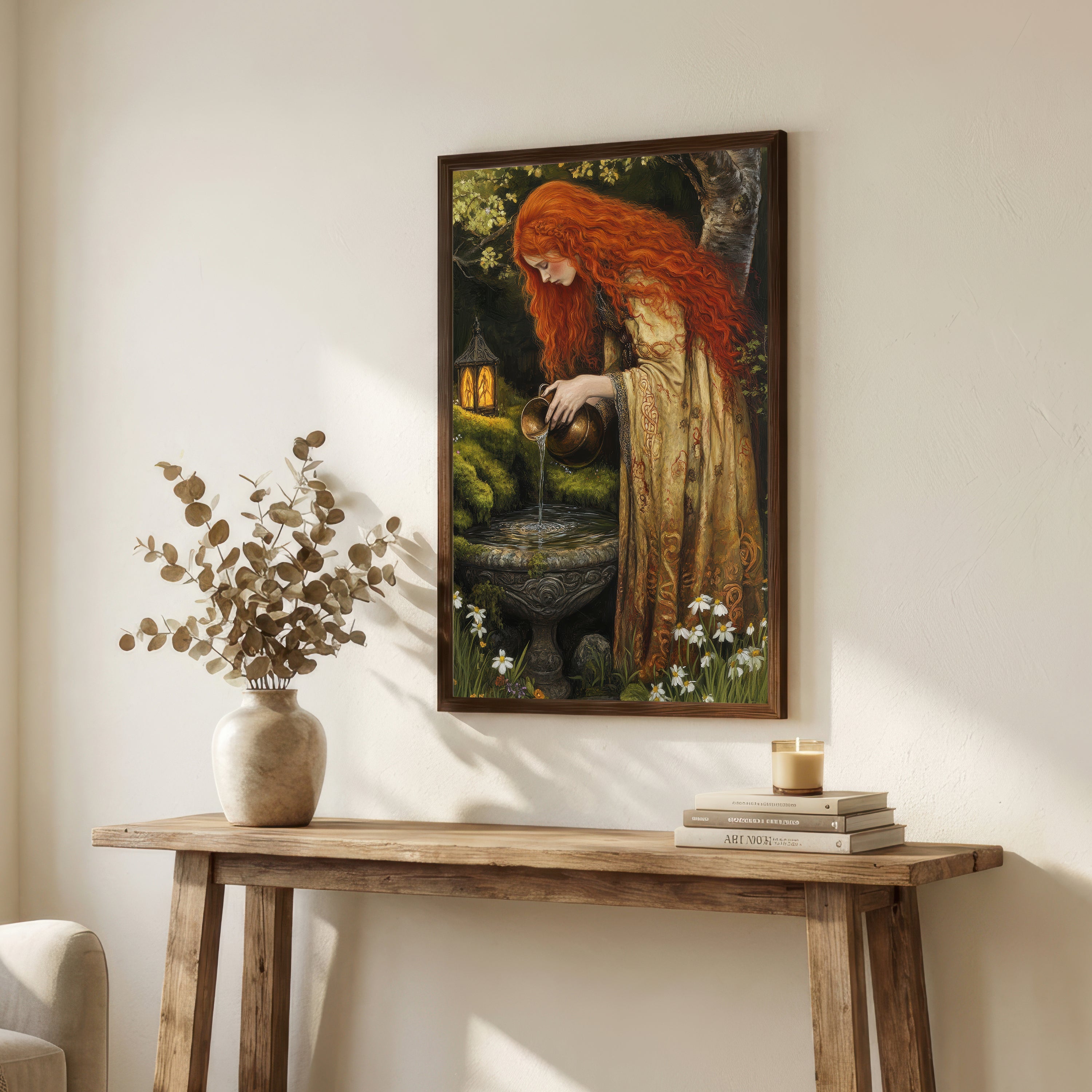 Red-Haired Forest Woman Art Print