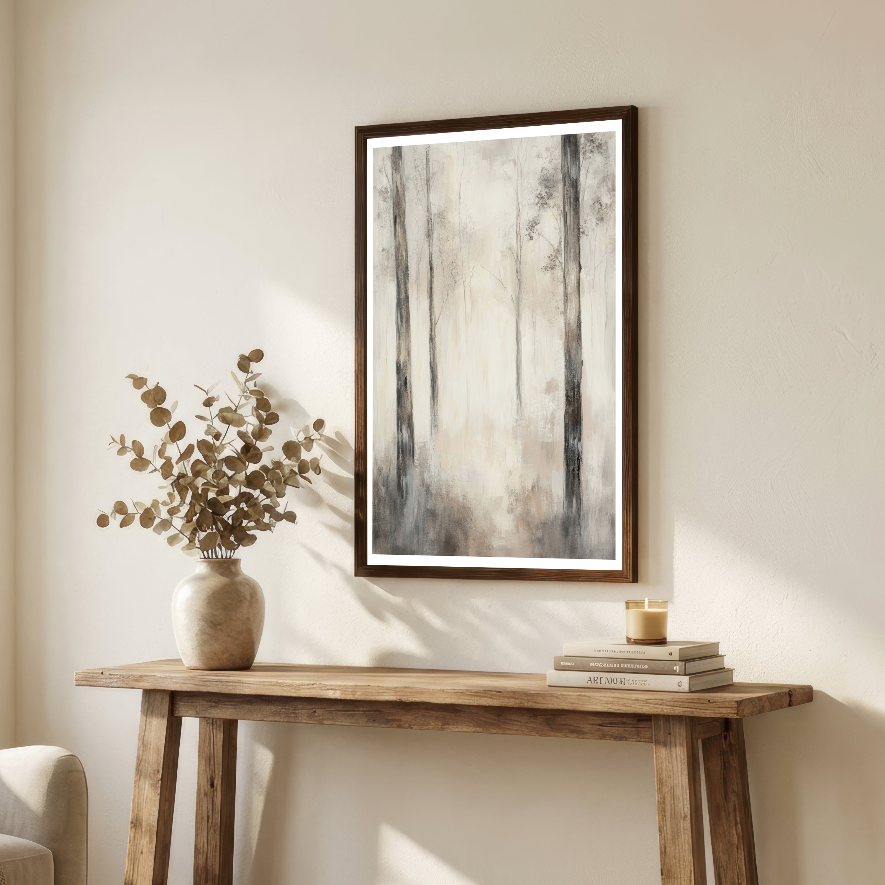 Misty Woodland Forest Art Print