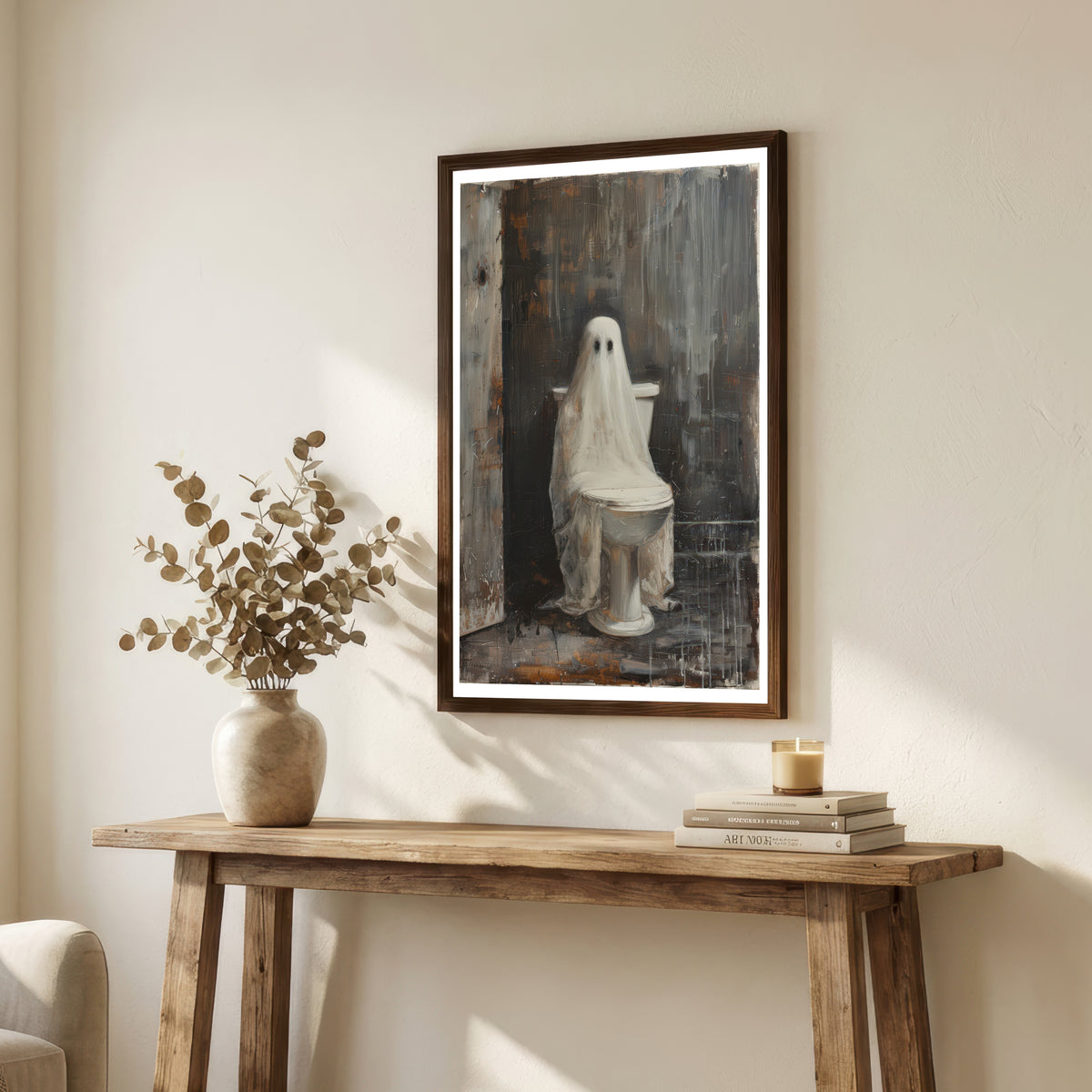 Ghost on Toilet Dark Art Print