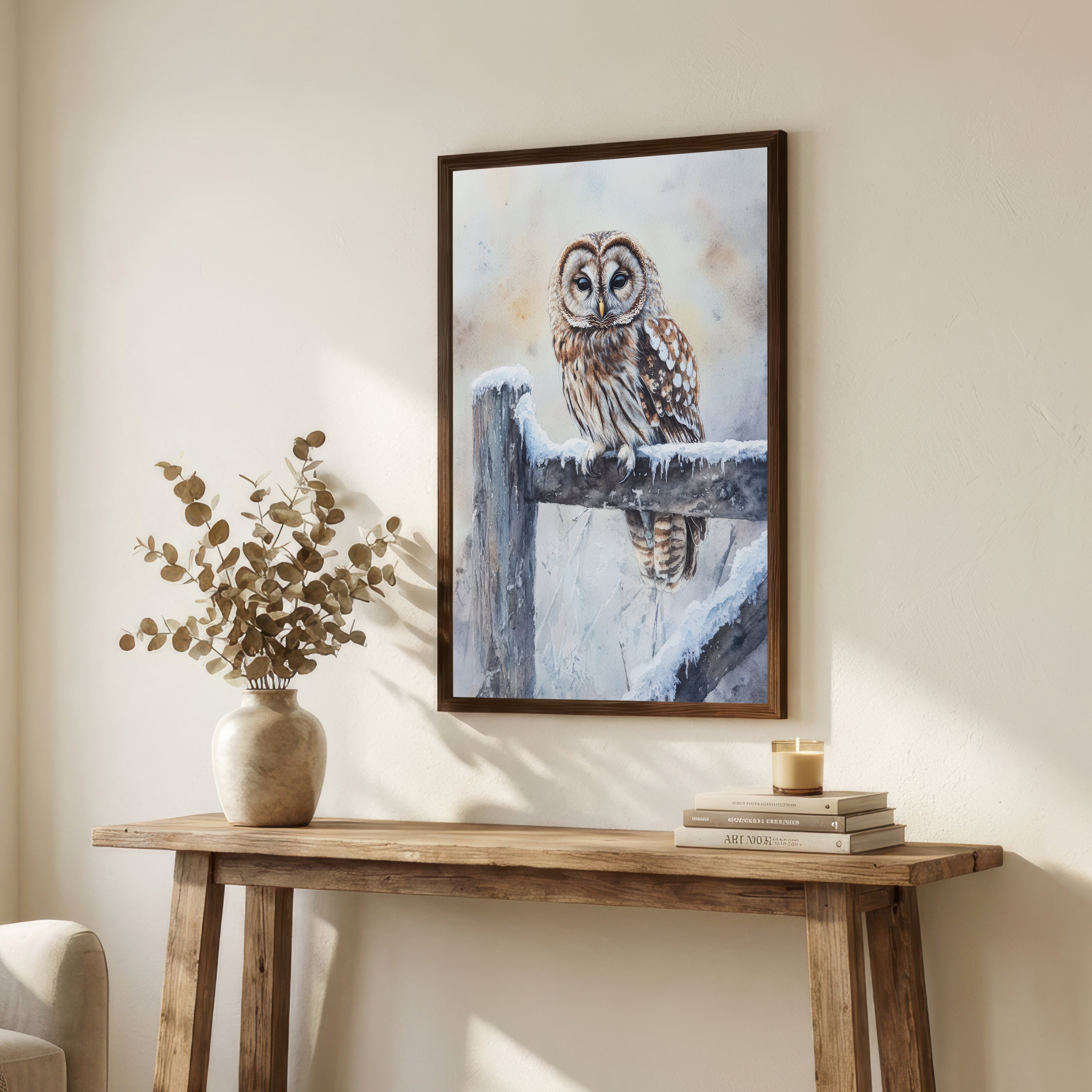 Winter Owl Watercolour Art Print