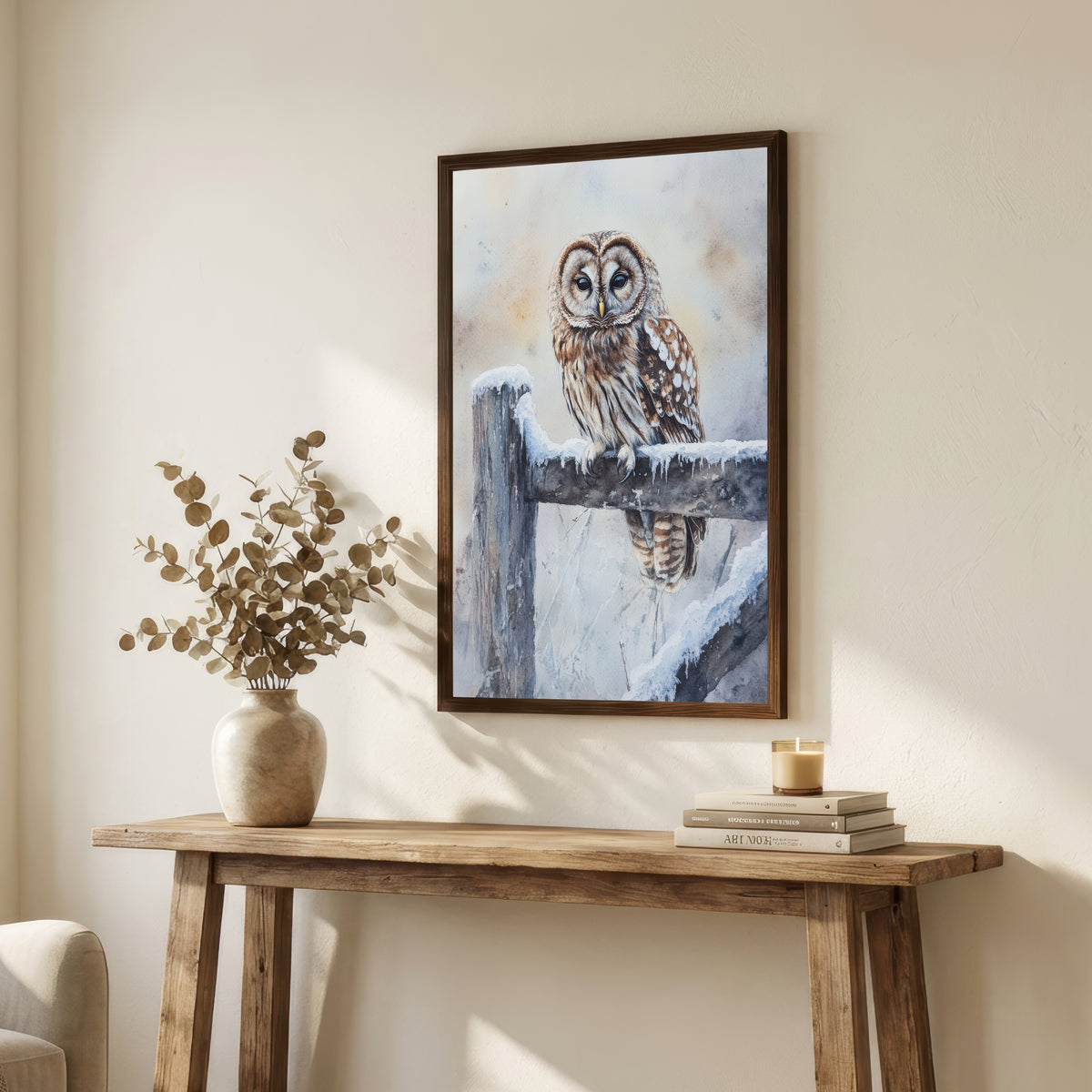 Winter Owl Watercolour Art Print