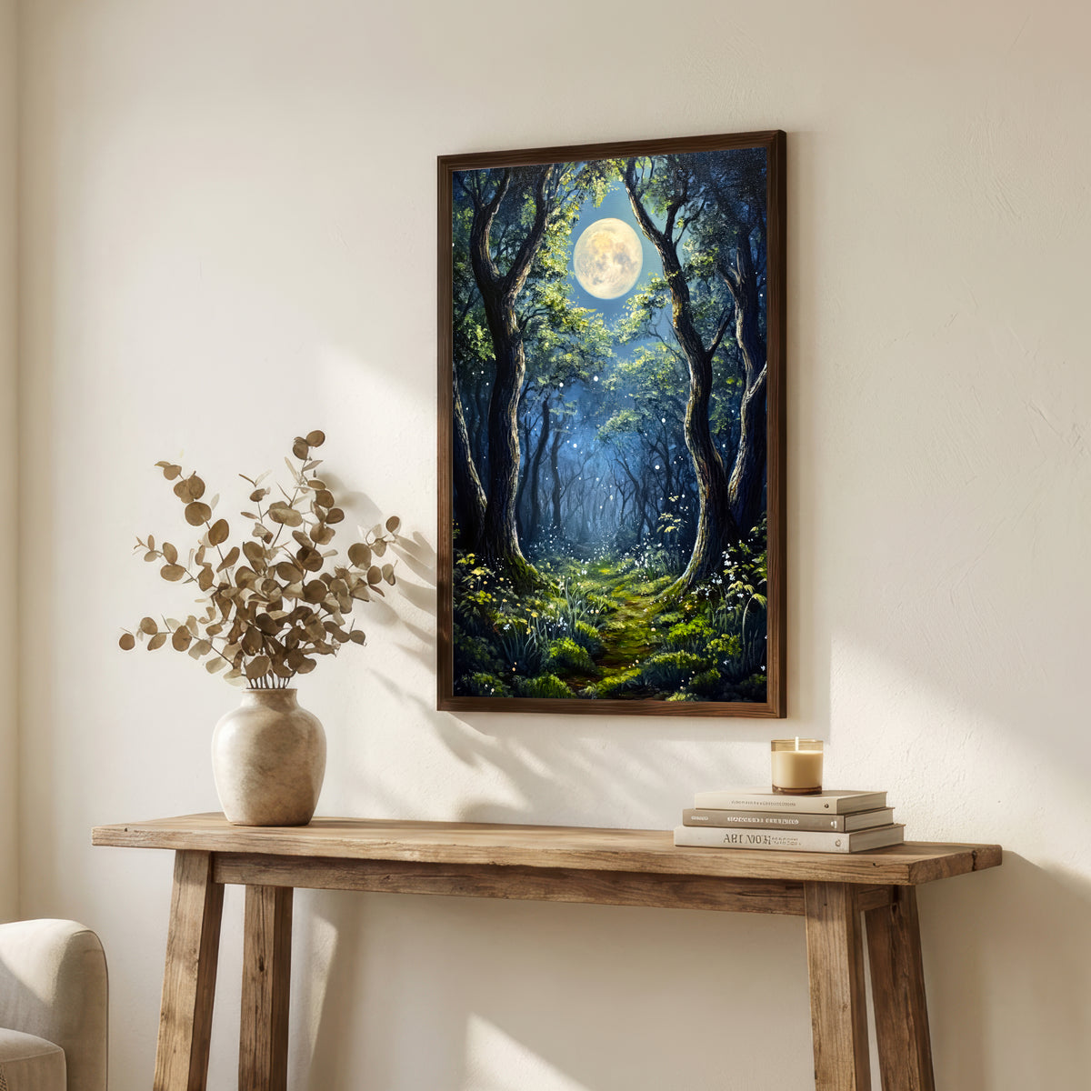 Moonlit Woodland Forest Art Print