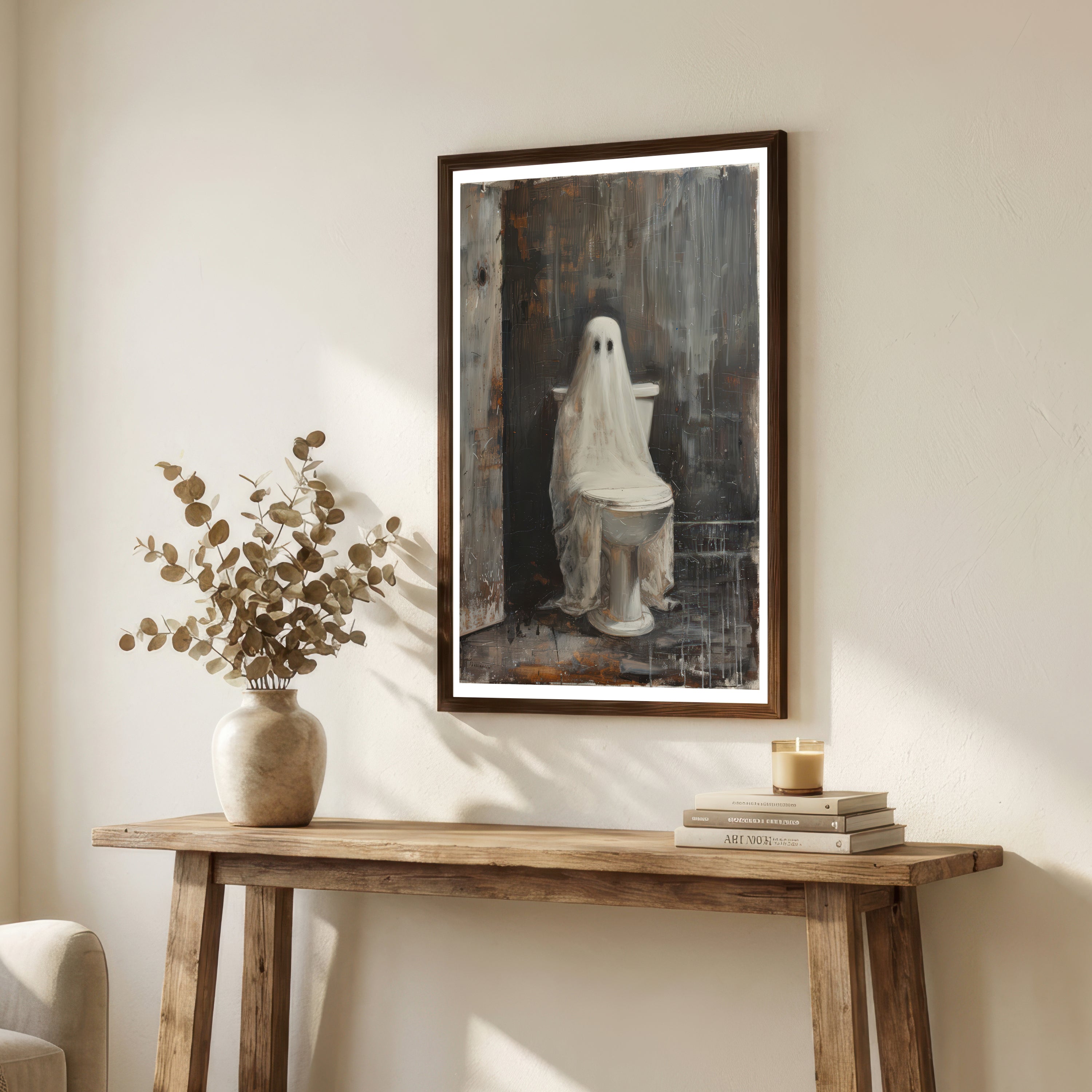 Ghost on Toilet Art Print