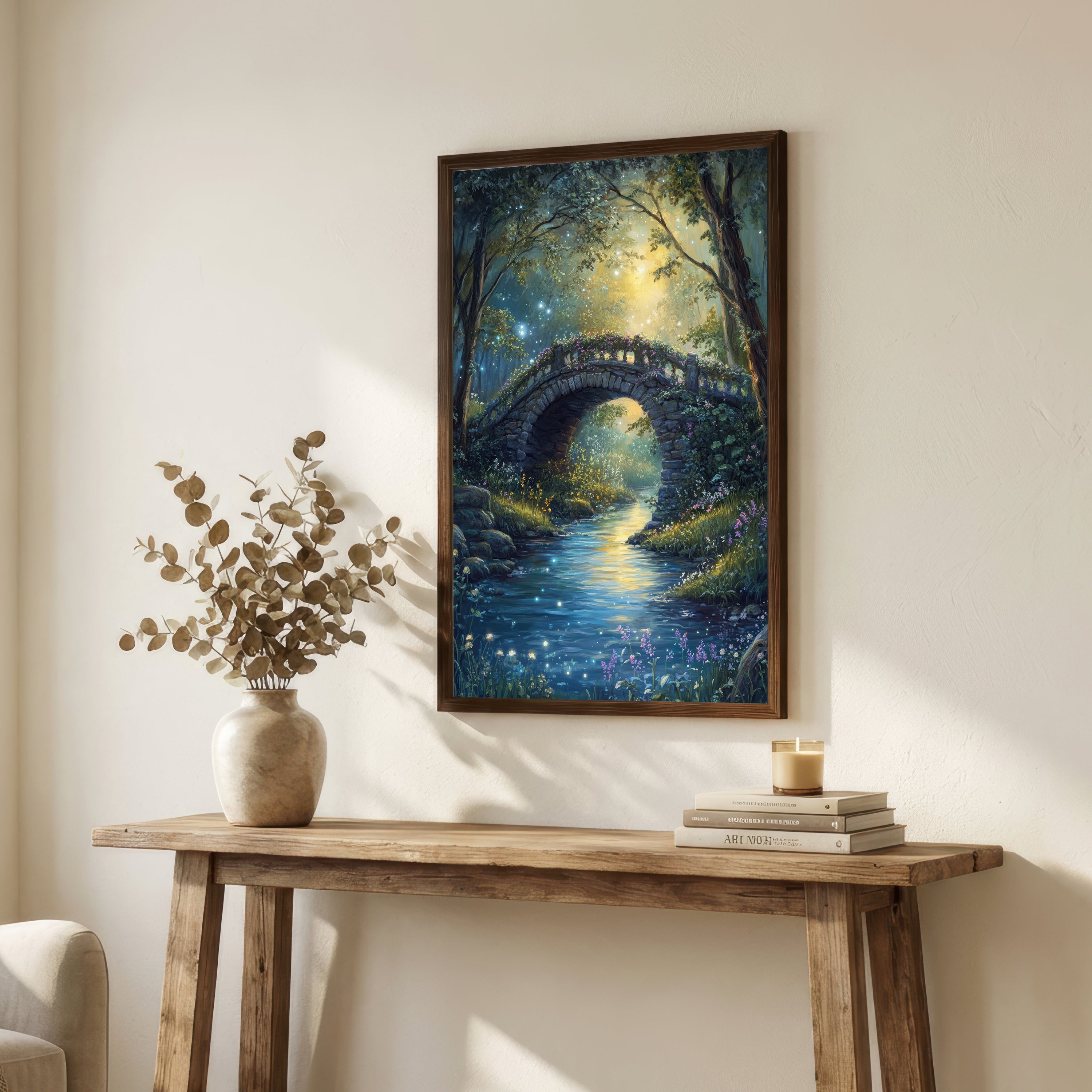 Enchanted Woodland Bridge Art Print